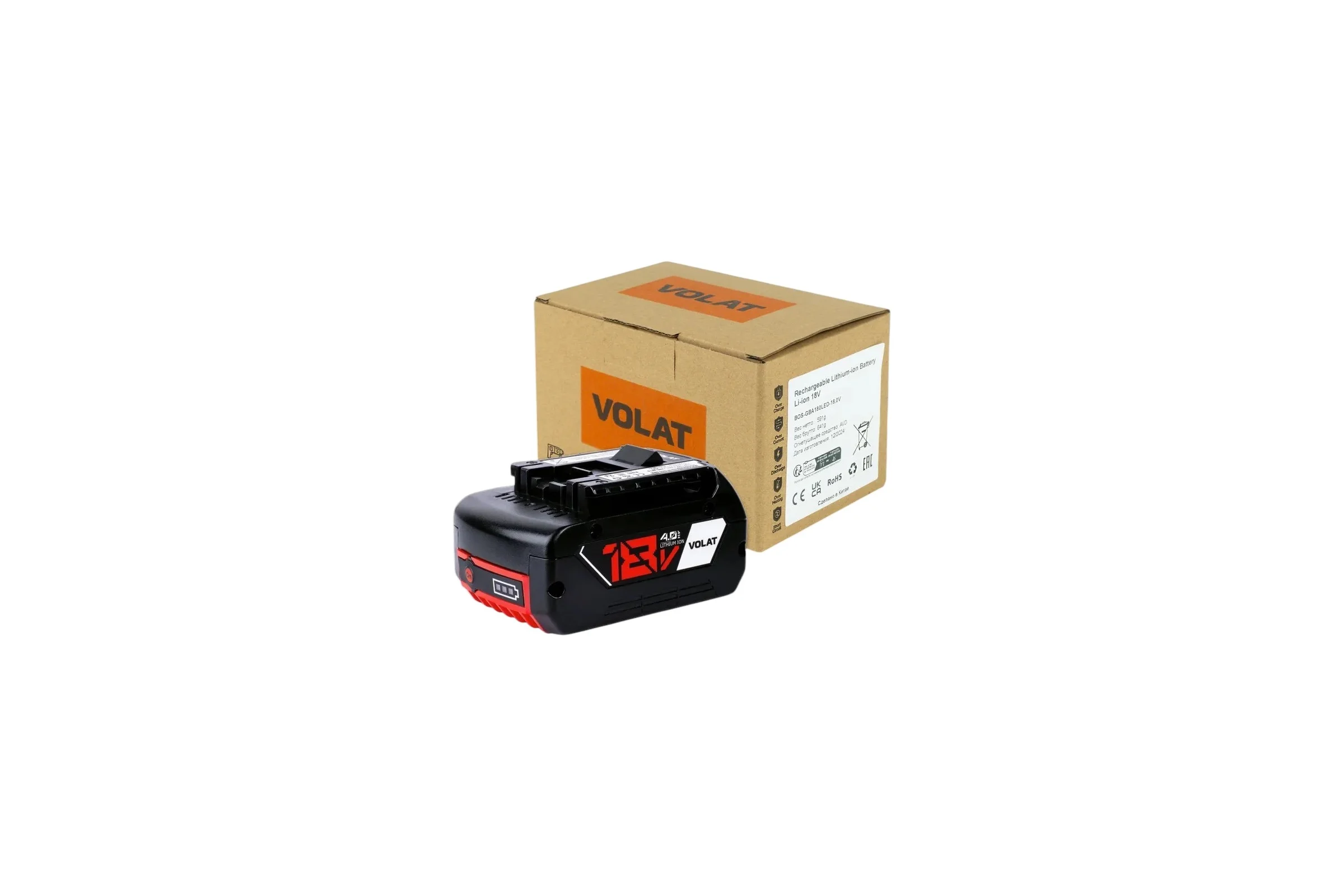 Аккумуляторная батарея VOLAT 18.0V 5.0AH, Li-ion, BOS-GBA180LED VT-BOS-GBA180-18.0V5.0AH