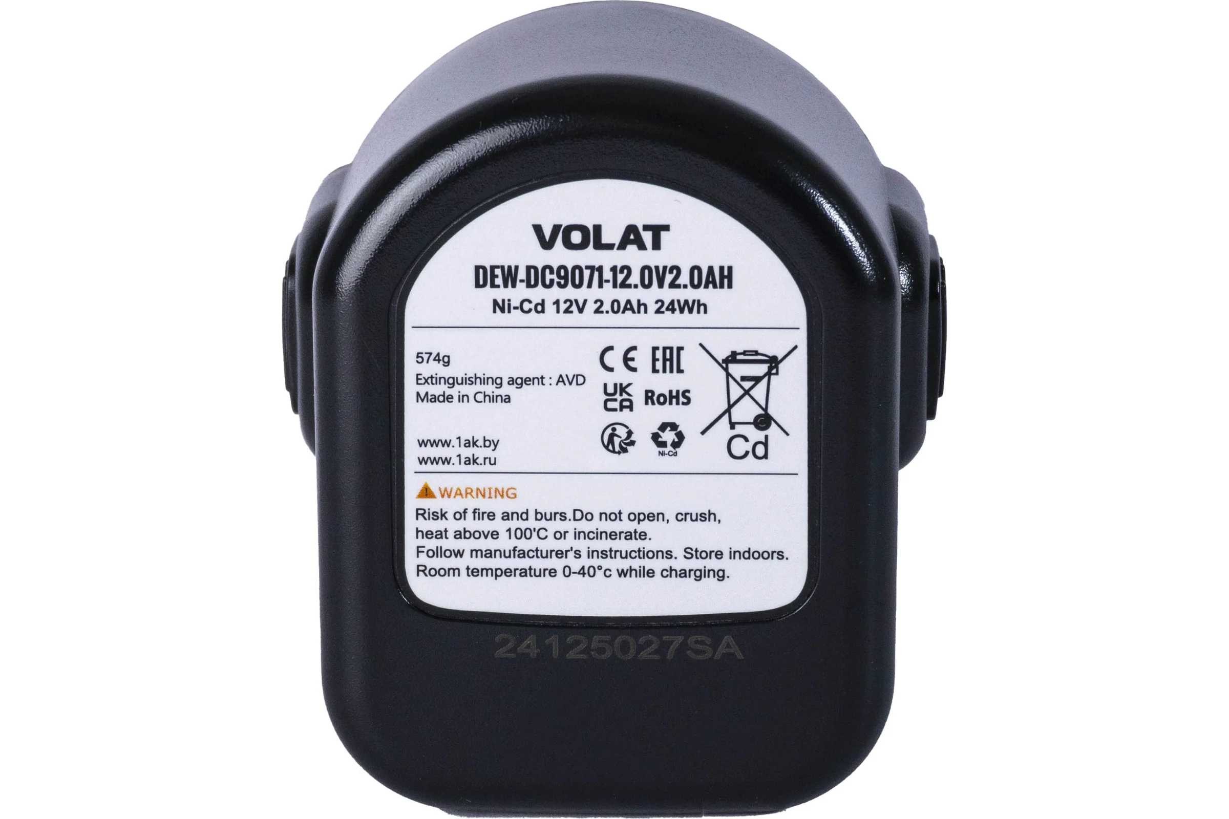 Аккумуляторная батарея VOLAT 12.0V 2.0AH (Ni-Cd) DEW-DC9071 VT-DEW-DC9071-12.0V2.0AH