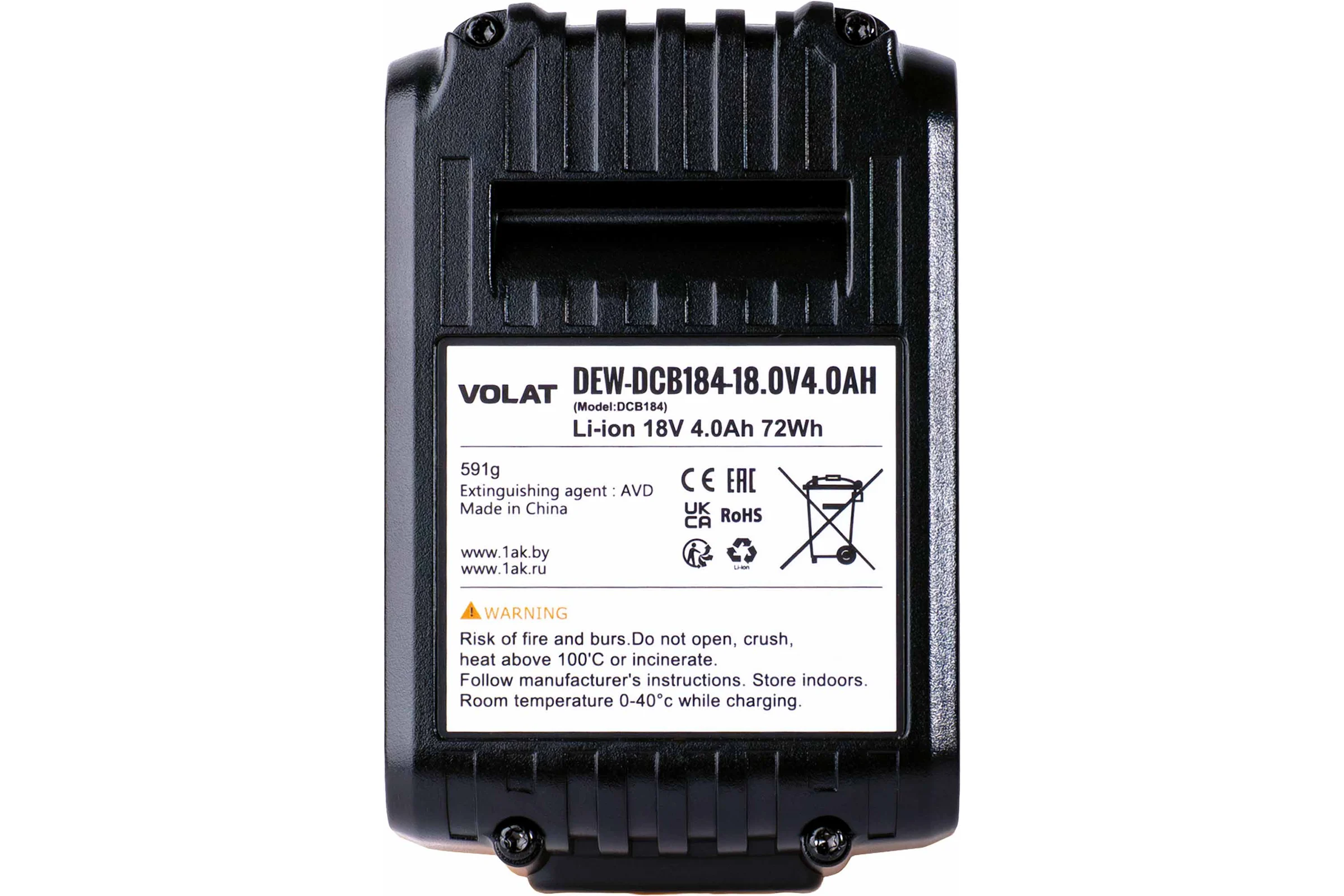 Аккумуляторная батарея VOLAT 18.0V 4.0AH (Li-ion) DEW-DCB184 VT-DEW-DCB184-18.0V4.0AH