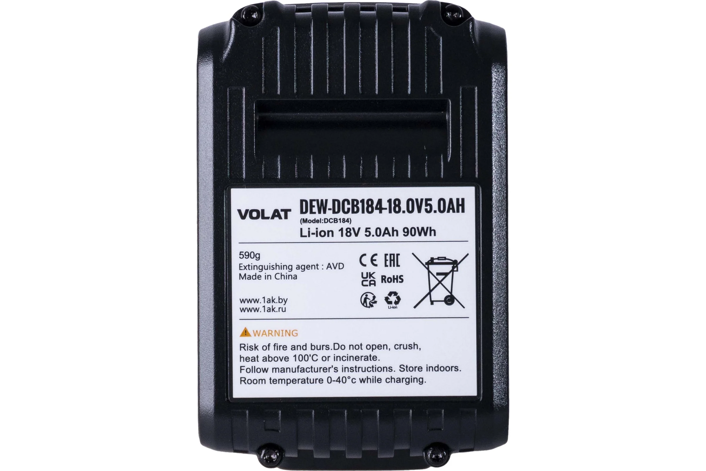 Аккумуляторная батарея VOLAT 18.0V 5.0AH (Li-ion) DEW-DCB184 VT-DEW-DCB184-18.0V5.0AH