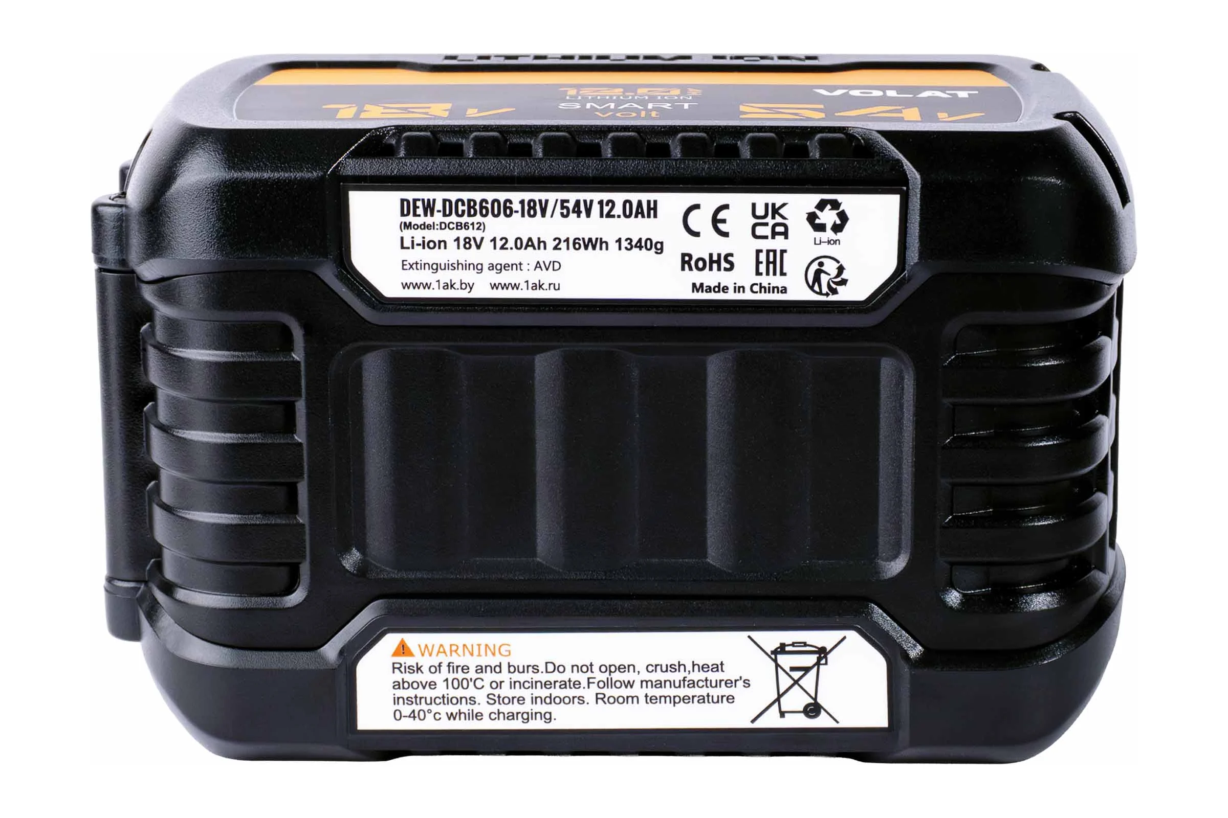 Аккумуляторная батарея VOLAT 18.0V/54.0V 12.0Ah, Li-ion, DEW-DCB606 VT-DCB606-18.0V/54.0V 12