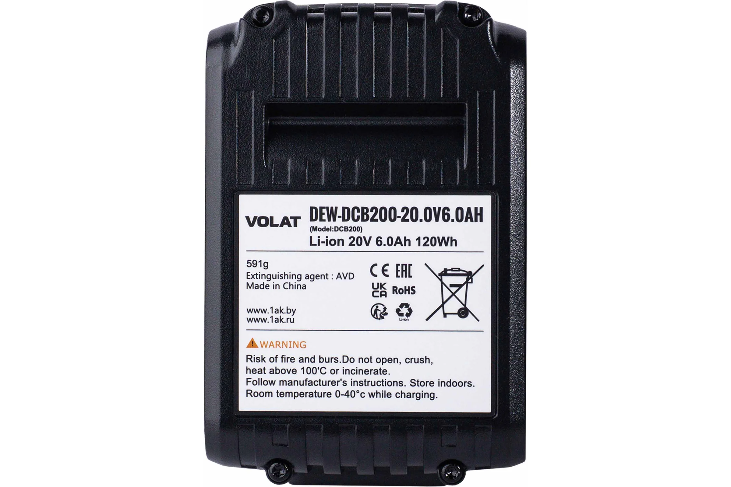 Аккумуляторная батарея VOLAT 20.0V 6.0Ah, Li-ion, DEW-DCB200 VT-DEW-DCB-20.0V6.0AH
