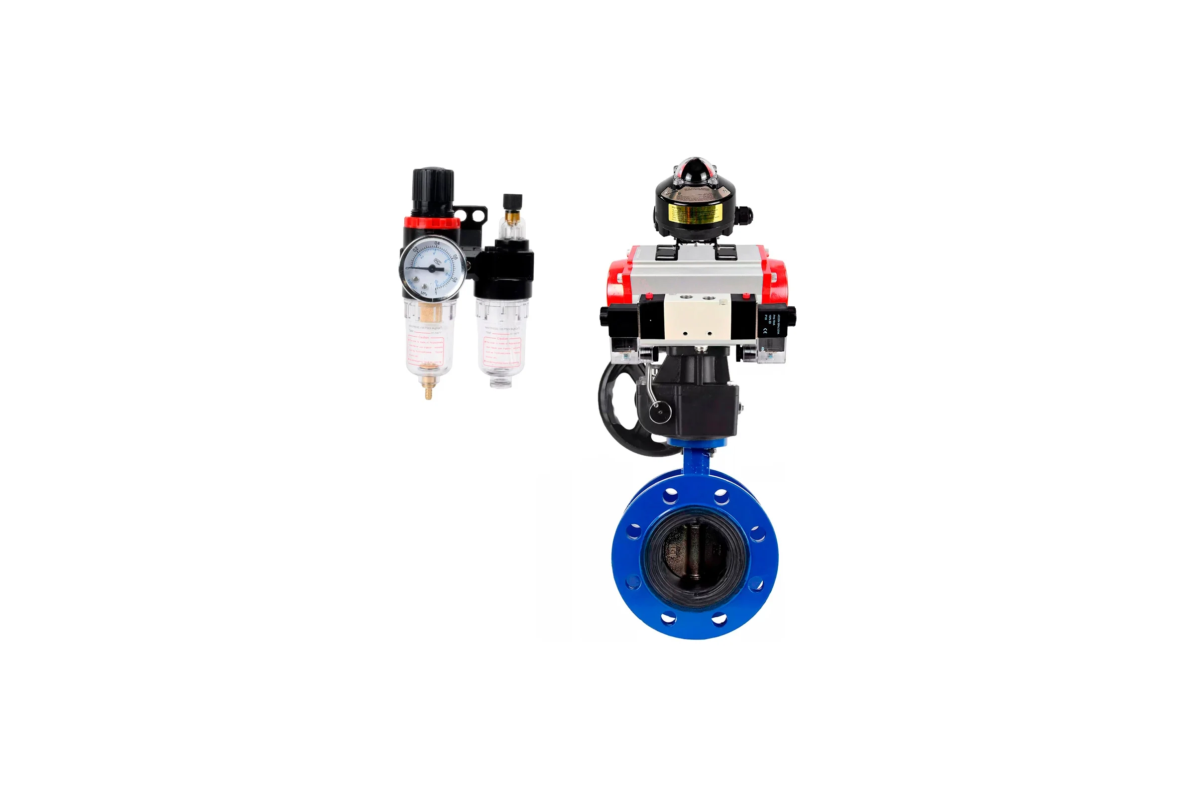 Затвор дисковый DN.ru GGG40-304-EPDM-2W-F-H Ду200 Ру16 пневмопривод DA-140, пневмораспределитель (2EM) 220VAC, БКВ LSB-510, дублером HDM-4, БПВ D050-56797