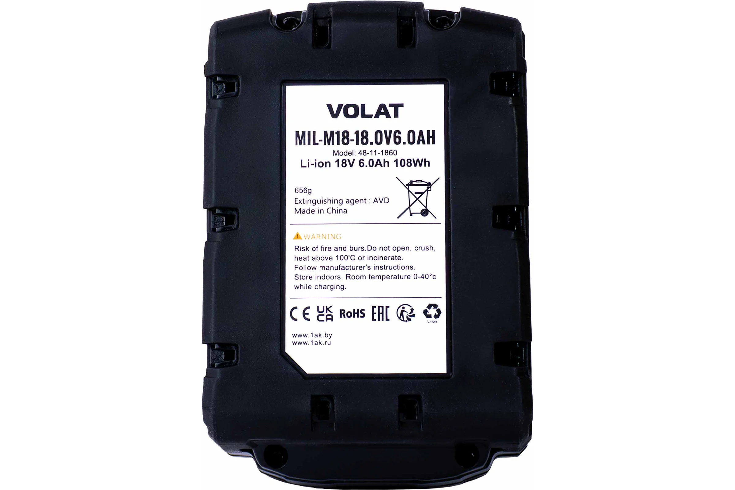 Аккумуляторная батарея VOLAT 18.0V 6.0Ah (Li-ion) MIL-M18 VT-MIL-M18-18.0V6.0AH