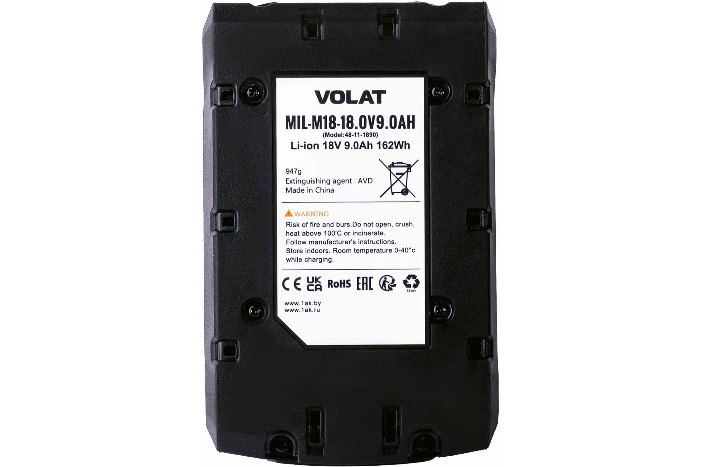Аккумуляторная батарея VOLAT 18.0V 9.0Ah (Li-ion) MIL-M18 VT-MIL-M18-18.0V9.0AH