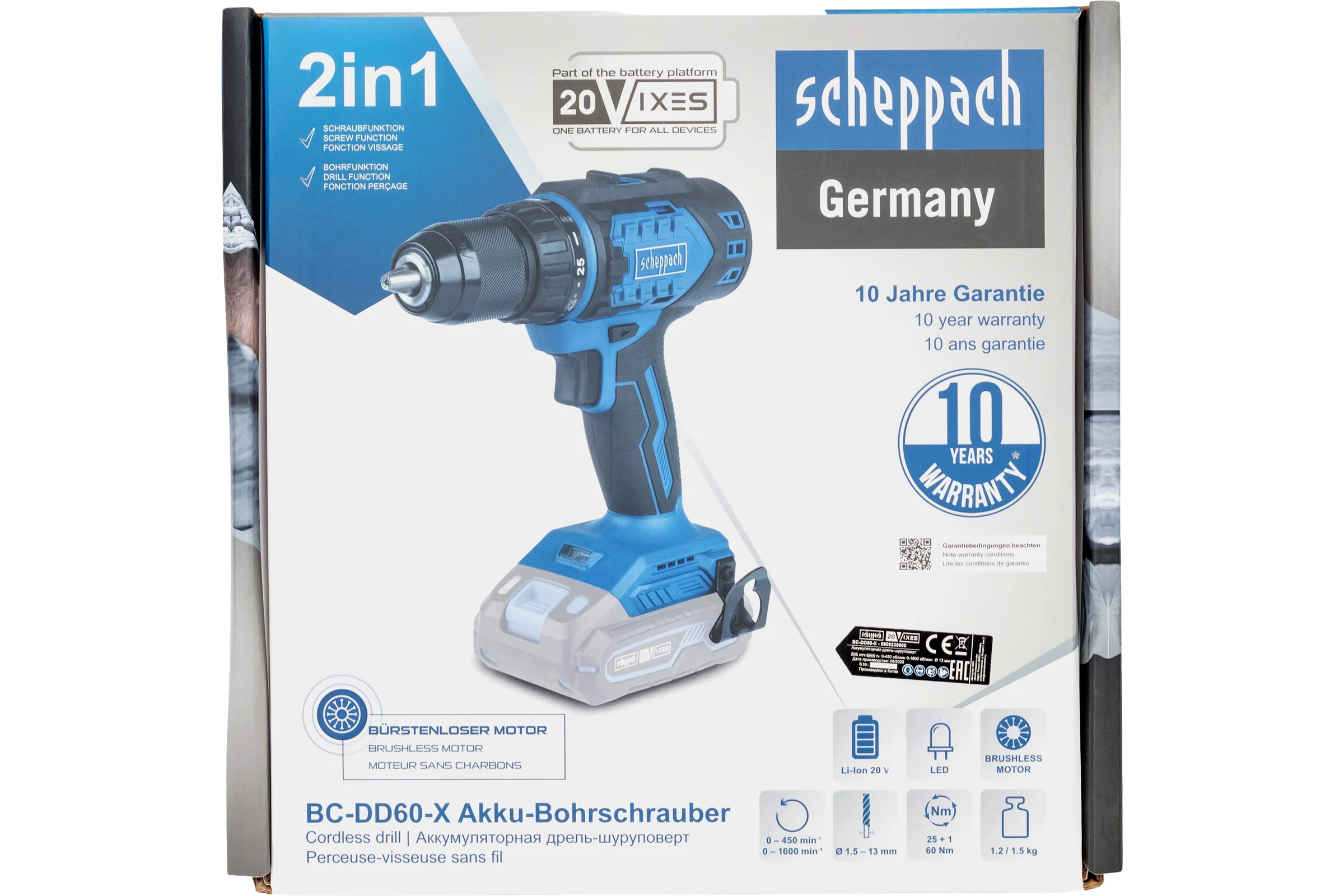 Аккумуляторная дрель BC-DD60-X Scheppach 5909239900