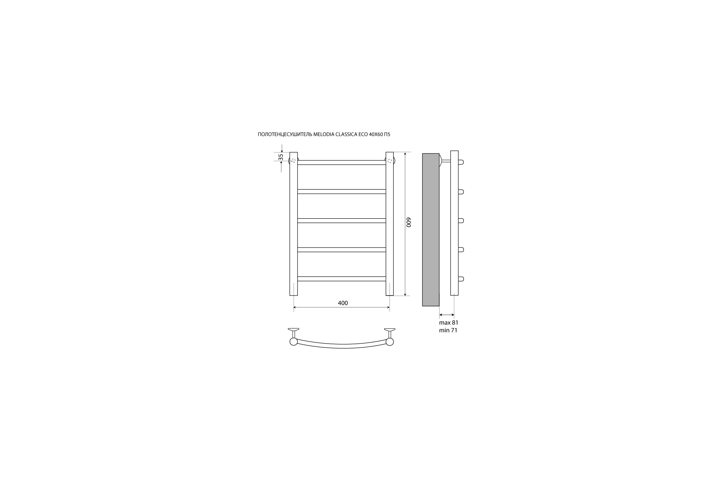 Полотенцесушитель Melodia della vita Classica Eco из нержавеющей стали 40х60 П5 49437