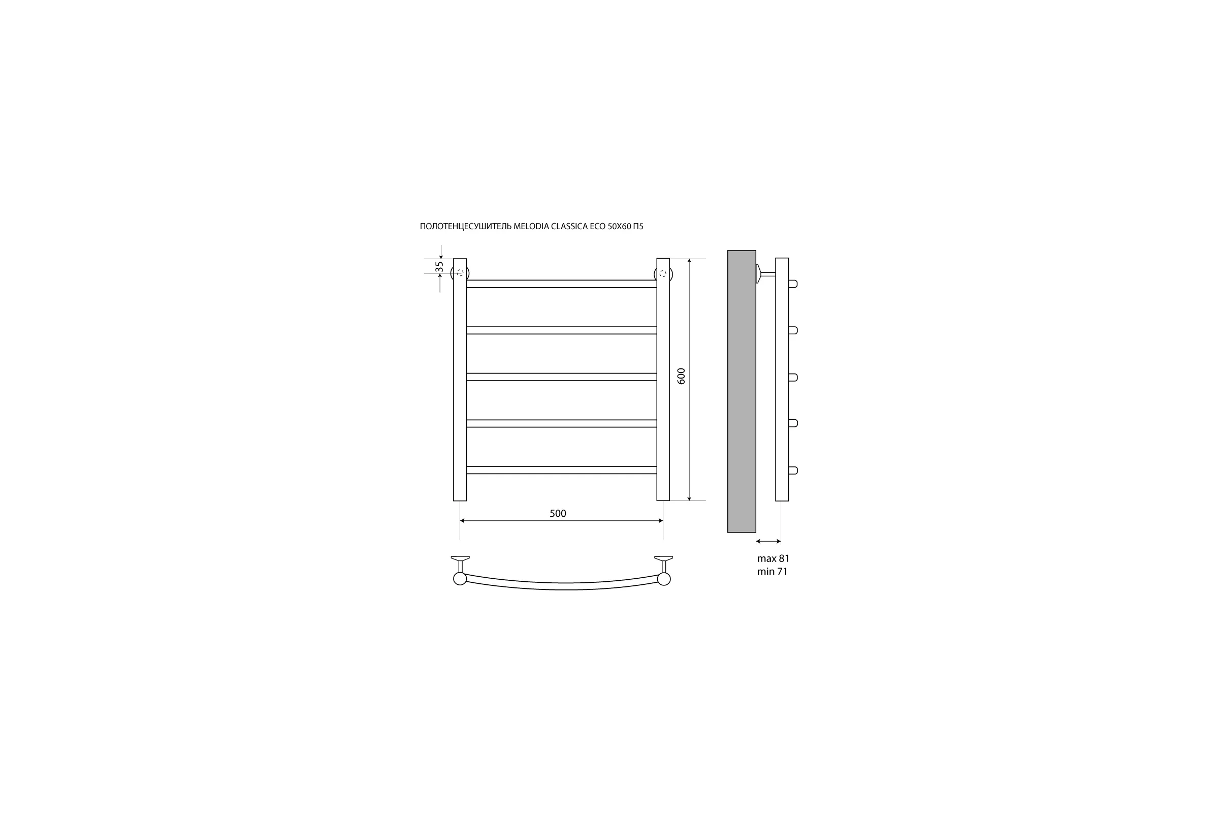 Полотенцесушитель Melodia della vita Classica Eco из нержавеющей стали 50х60 П5 49438