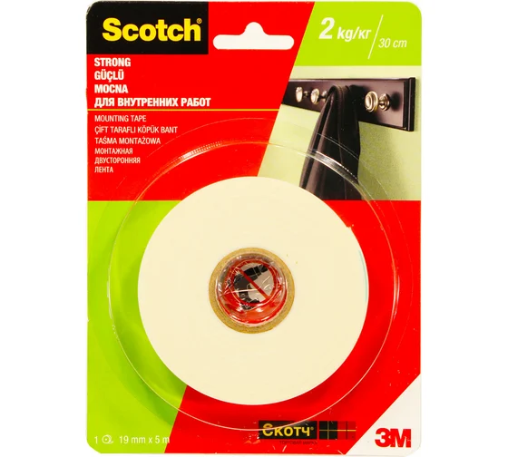 Монтажная клейкая лента для внутренних работ SCOTCH 40011950CEE 19 мм х 5 м 7100090929