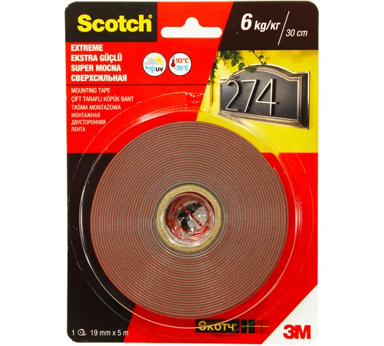 Монтажная клейкая лента сверхсильная SCOTCH 40021950CEE 19 мм х 5 м 7100090605