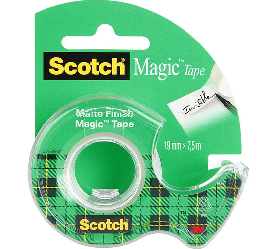 Клейкая лента SCOTCH Magic 8-1975D невидимая, на мини-диспенсере, 19 мм х 7,5 м 7100093940