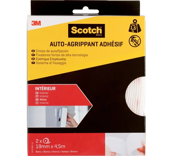 Самоклеящиеся застежки для внутренних работ SCOTCH RF4760010 рулон, белый, 19 мм х 4,5 м, 2 шт. 7100152042