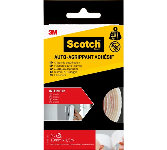 Самоклеящиеся застежки для внутренних работ SCOTCH RF4740010 рулон, белый, 19 мм х 1,5 м, 2 шт. 7100151763