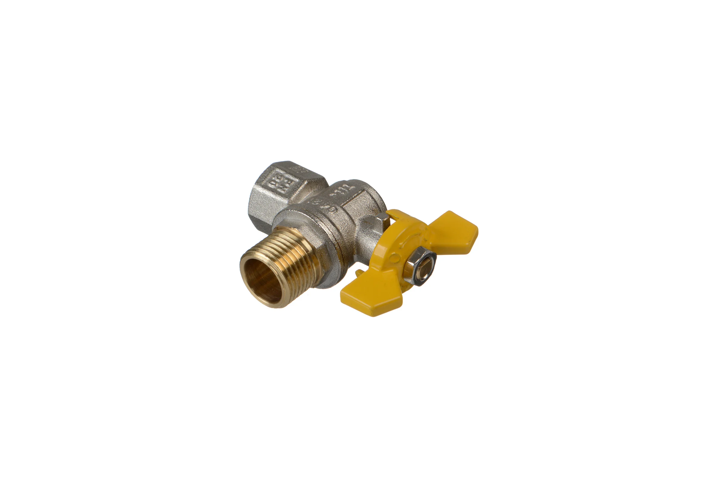 Шаровой кран Terma газовый, угловой, 1/2", в/н, бабочка 26057