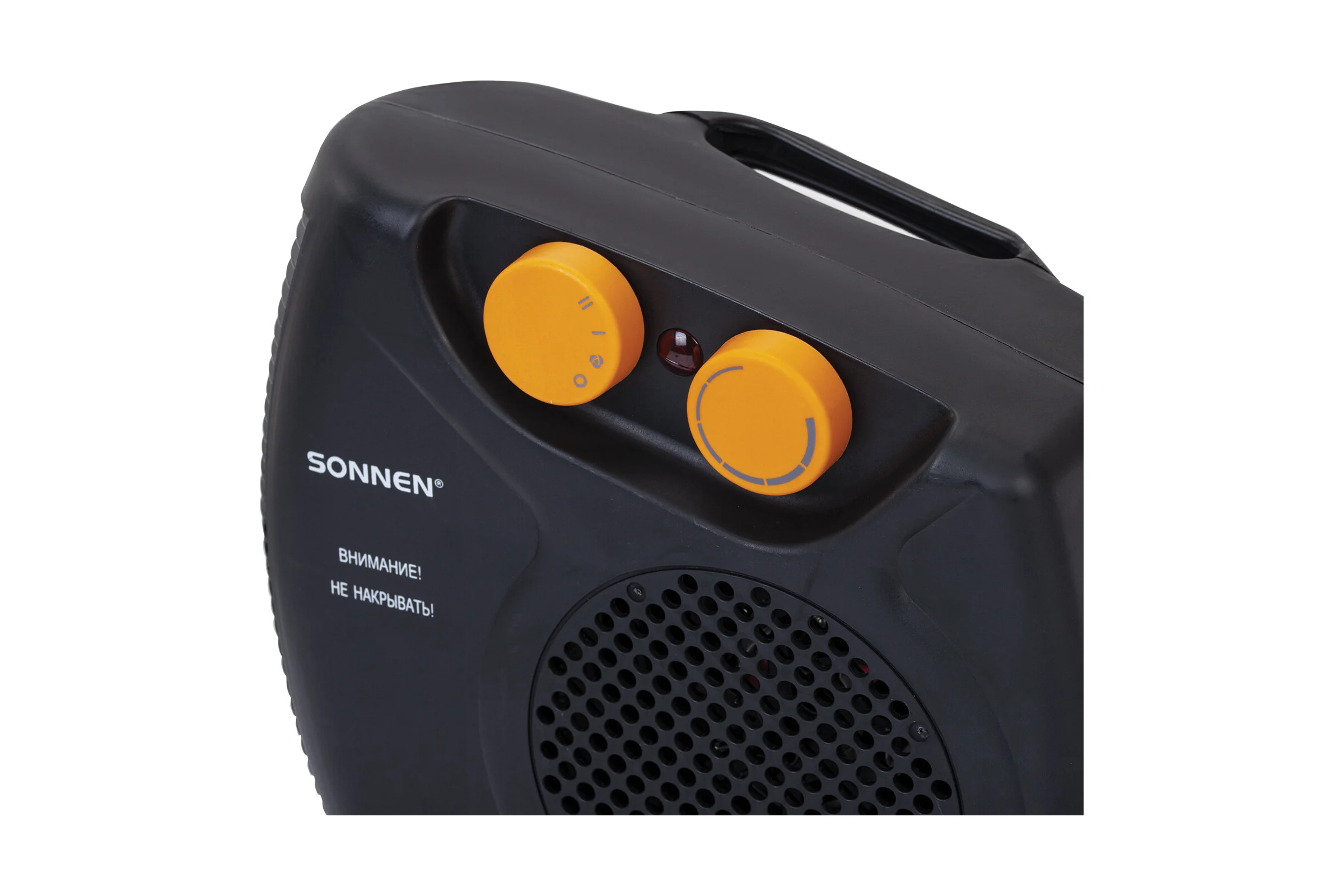 Тепловентилятор SONNEN FH06, 1000/2000 Вт,2 режима нагрева,режим вентиляции,черный/оранжевый 457781