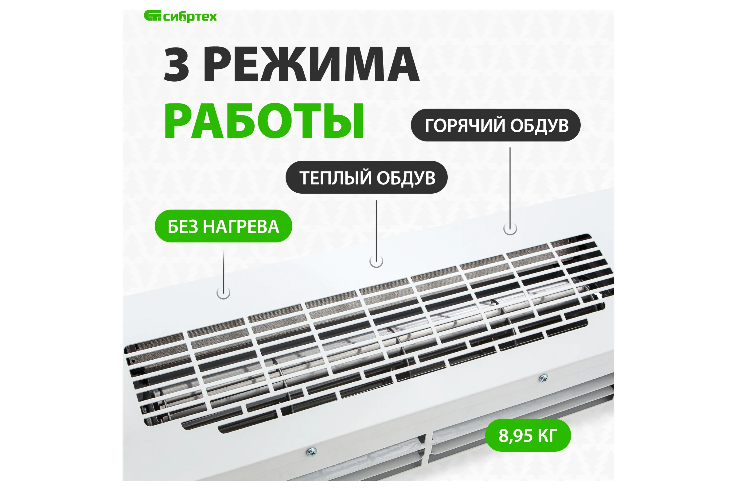 Тепловая завеса (тепловентилятор) СИБРТЕХ ТС-6000, 230 В, 3 режима, 3000/6000Вт 96442