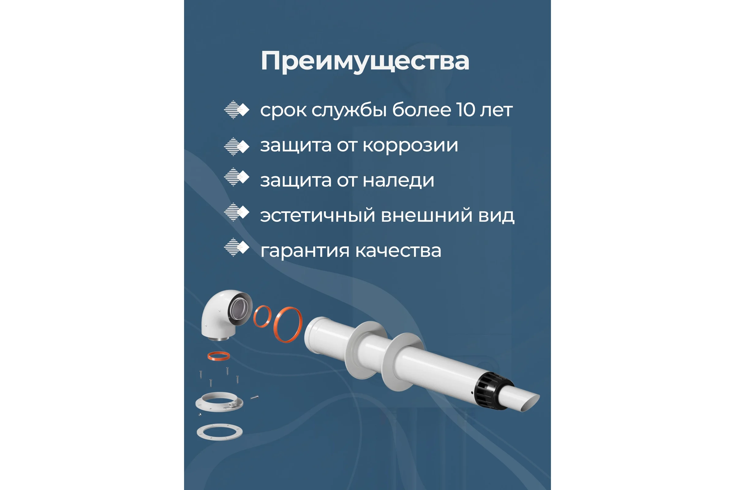 Комплект дымохода OKSELER АНТИЛЕД 60/100 - 1000мм (Bosch, Buderus, Navien S/C/E, Baxi ECO Nova/Classic, Fon oks00046
