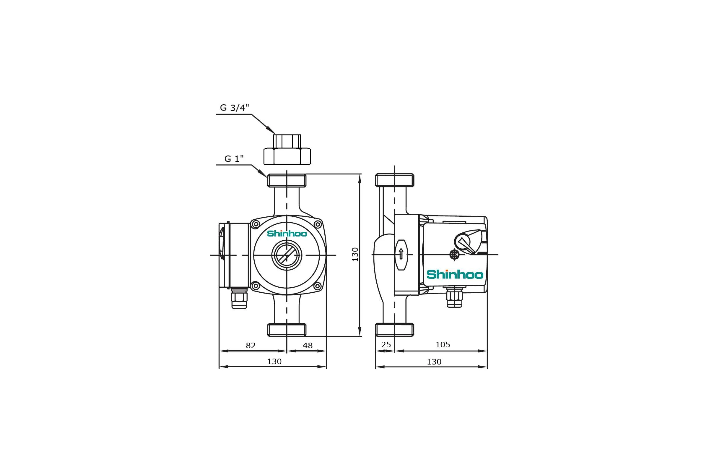Насос циркуляционный SHINHOO BASIC 15-7S N 130 1x230V 71212003