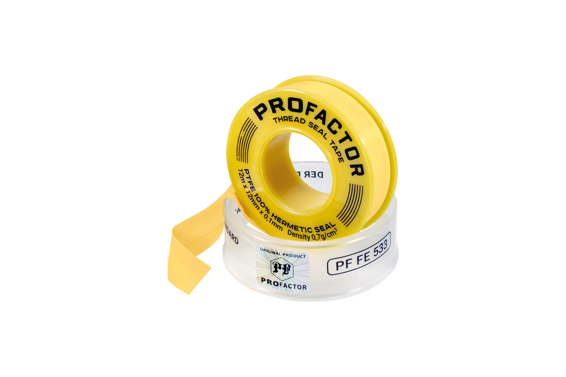 ФУМ лента PROFACTOR PF Professional желтая Ф55мм 12мм х 0,1мм х 12м PF FE 533