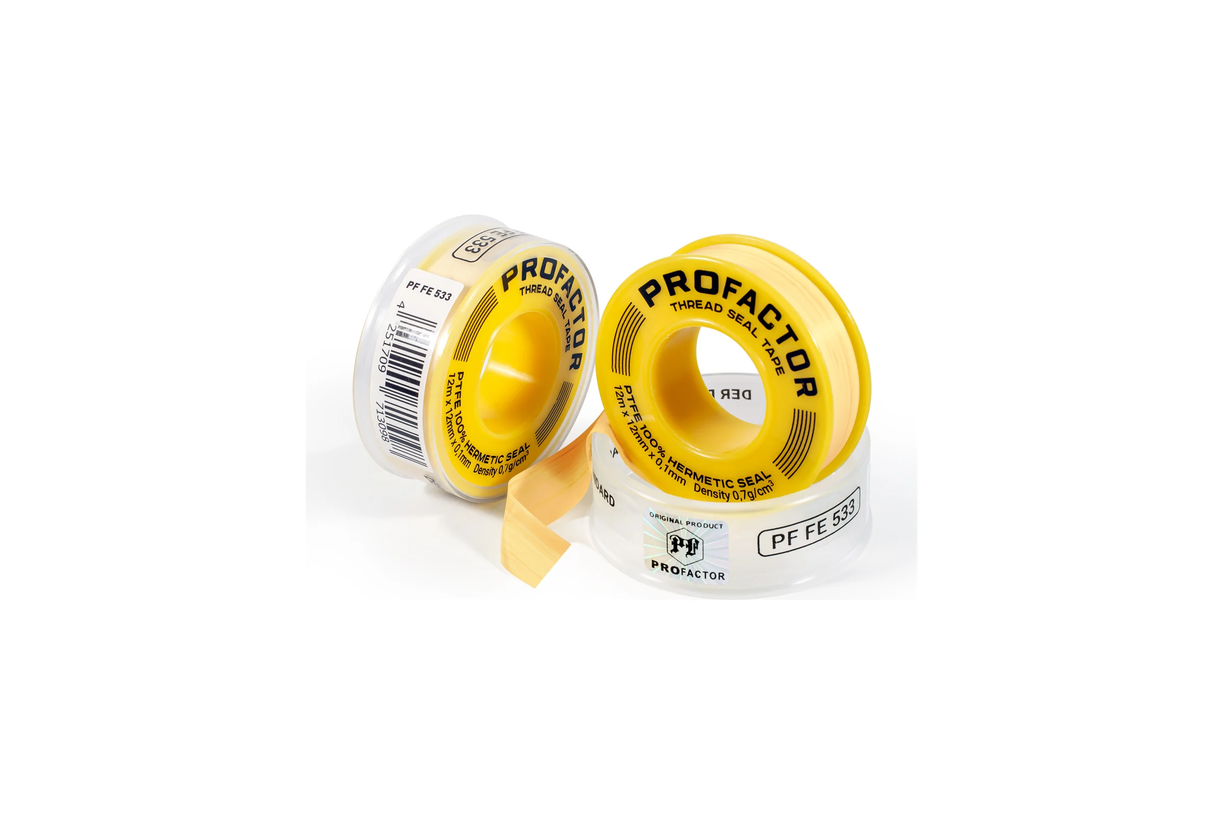ФУМ лента PROFACTOR PF Professional желтая Ф55мм 12мм х 0,1мм х 12м PF FE 533
