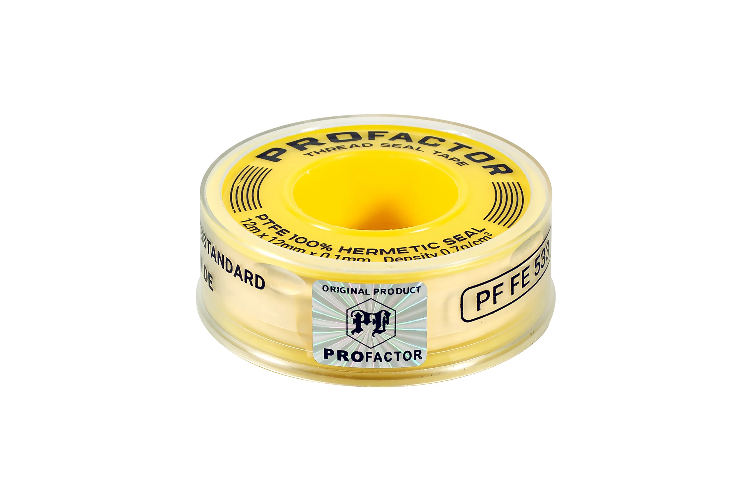 ФУМ лента PROFACTOR PF Professional желтая Ф55мм 12мм х 0,1мм х 12м PF FE 533