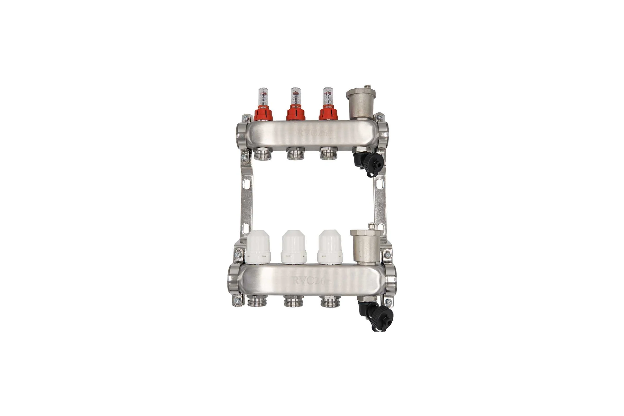 Коллекторный блок RVC ТП нержавеющая сталь, 1 (DN25)3 x 3/4 (евроконус), с расходомерами 18800