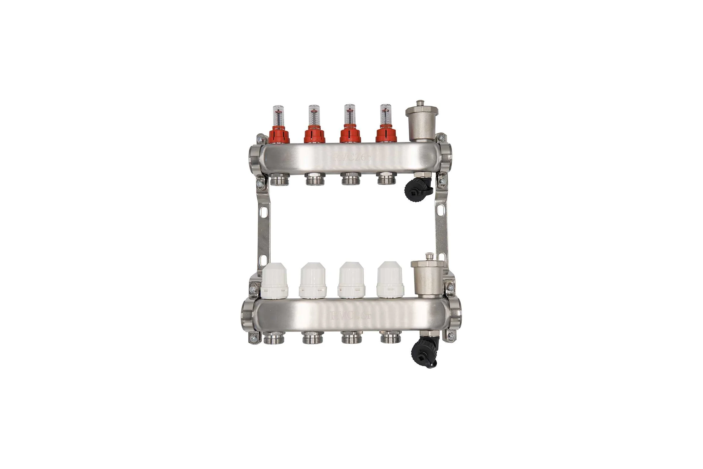 Коллекторный блок RVC ТП нержавеющая сталь, 1 (DN25)4 x 3/4 (евроконус), с расходомерами 18801