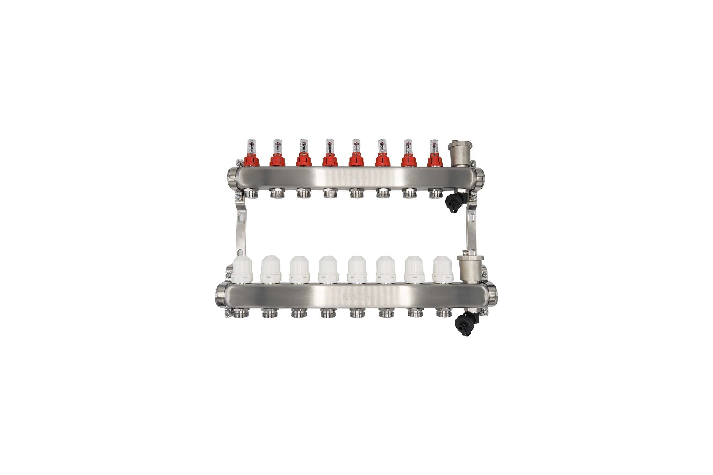 Коллекторный блок RVC ТП нержавеющая сталь, 1 (DN25)8 x 3/4 (евроконус), с расходомерами 18805