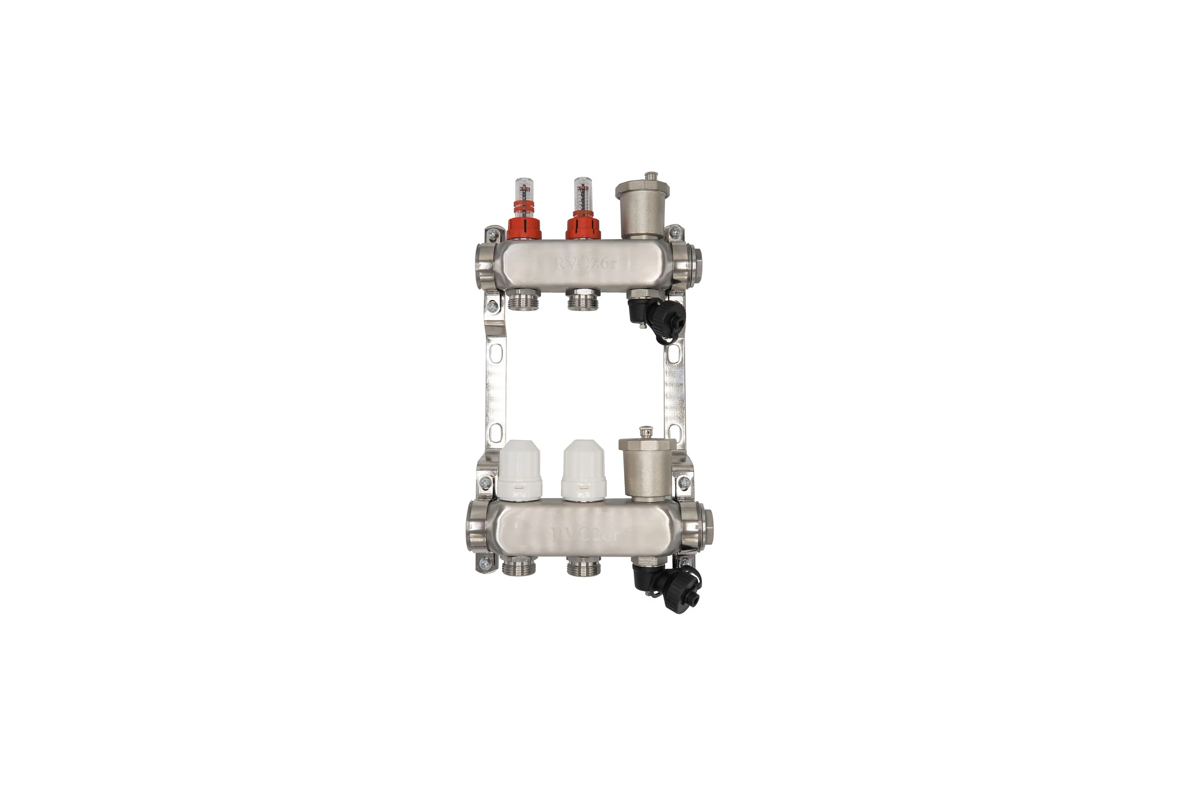 Коллекторный блок RVC ТП нержавеющая сталь, 1 (DN25)2 x 3/4 (евроконус), с расходомерами 18799