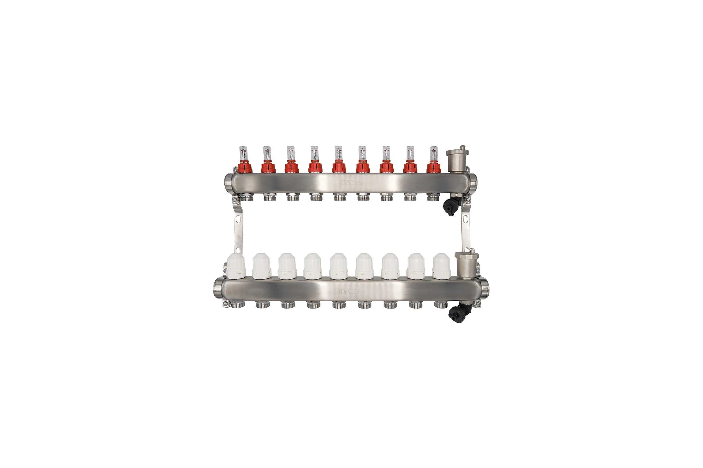 Коллекторный блок RVC ТП нержавеющая сталь, 1 (DN25)9 x 3/4 (евроконус), с расходомерами 18806