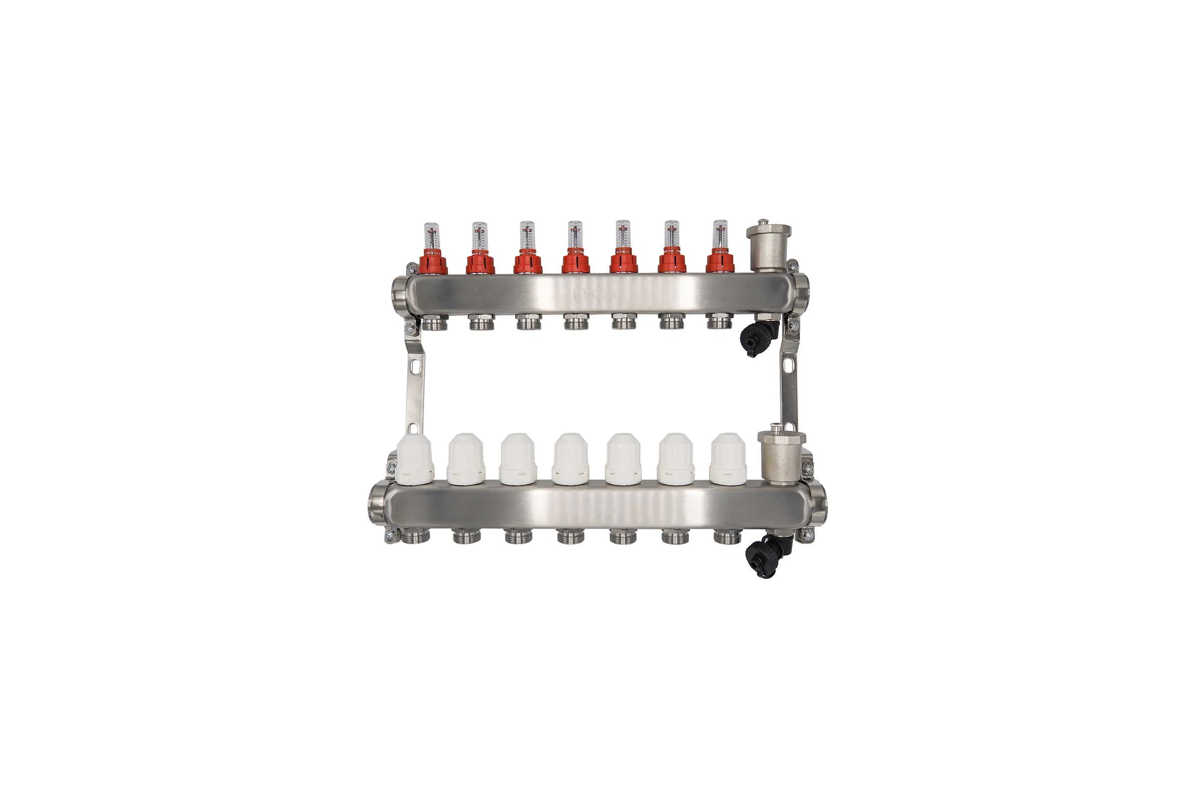 Коллекторный блок RVC ТП нержавеющая сталь, 1 (DN25)7 x 3/4 (евроконус), с расходомерами 18804
