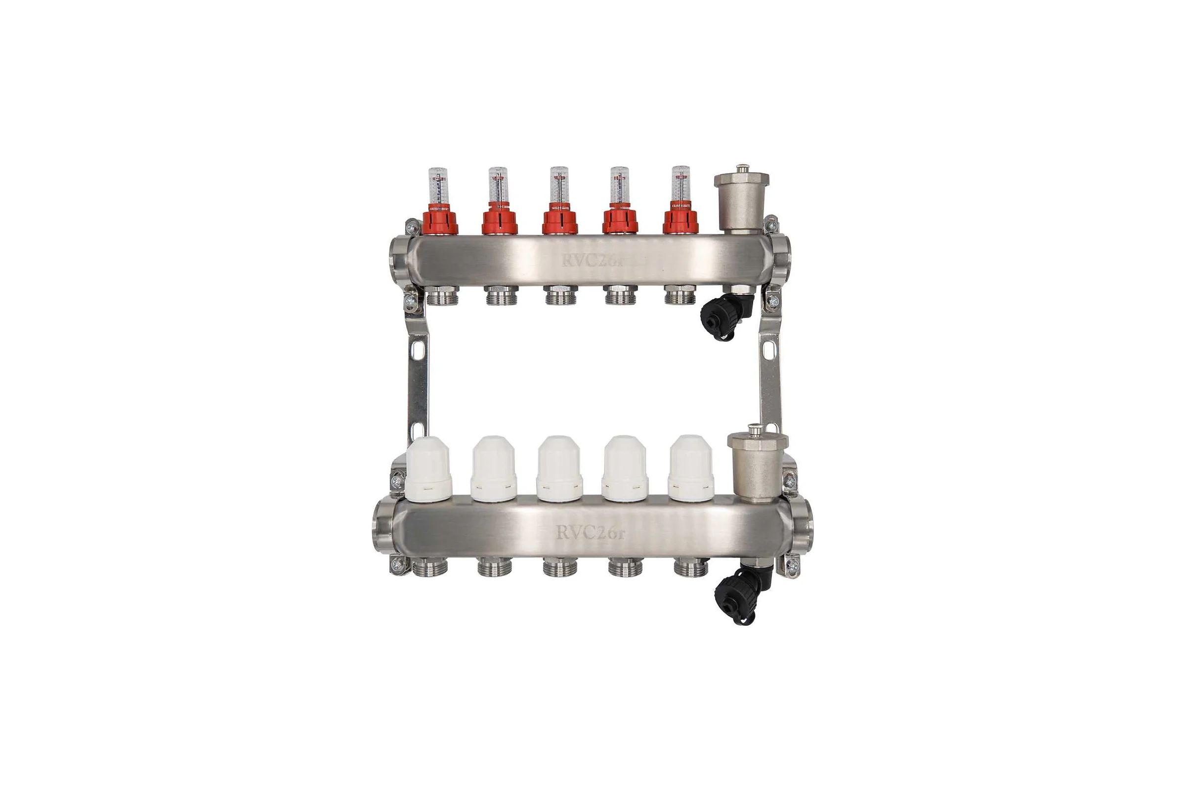 Коллекторный блок RVC ТП нержавеющая сталь, 1 (DN25)5 x 3/4 (евроконус), с расходомерами 18802