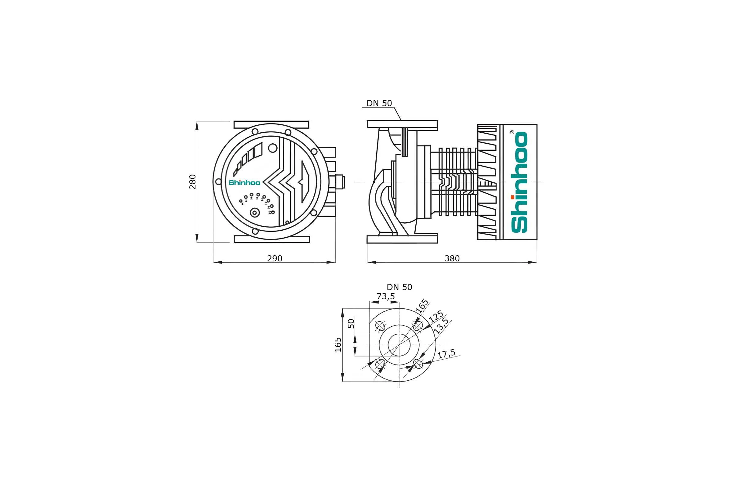 Насос циркуляционный MEGA S 50-15F 230V /18/ SHINHOO 71121014