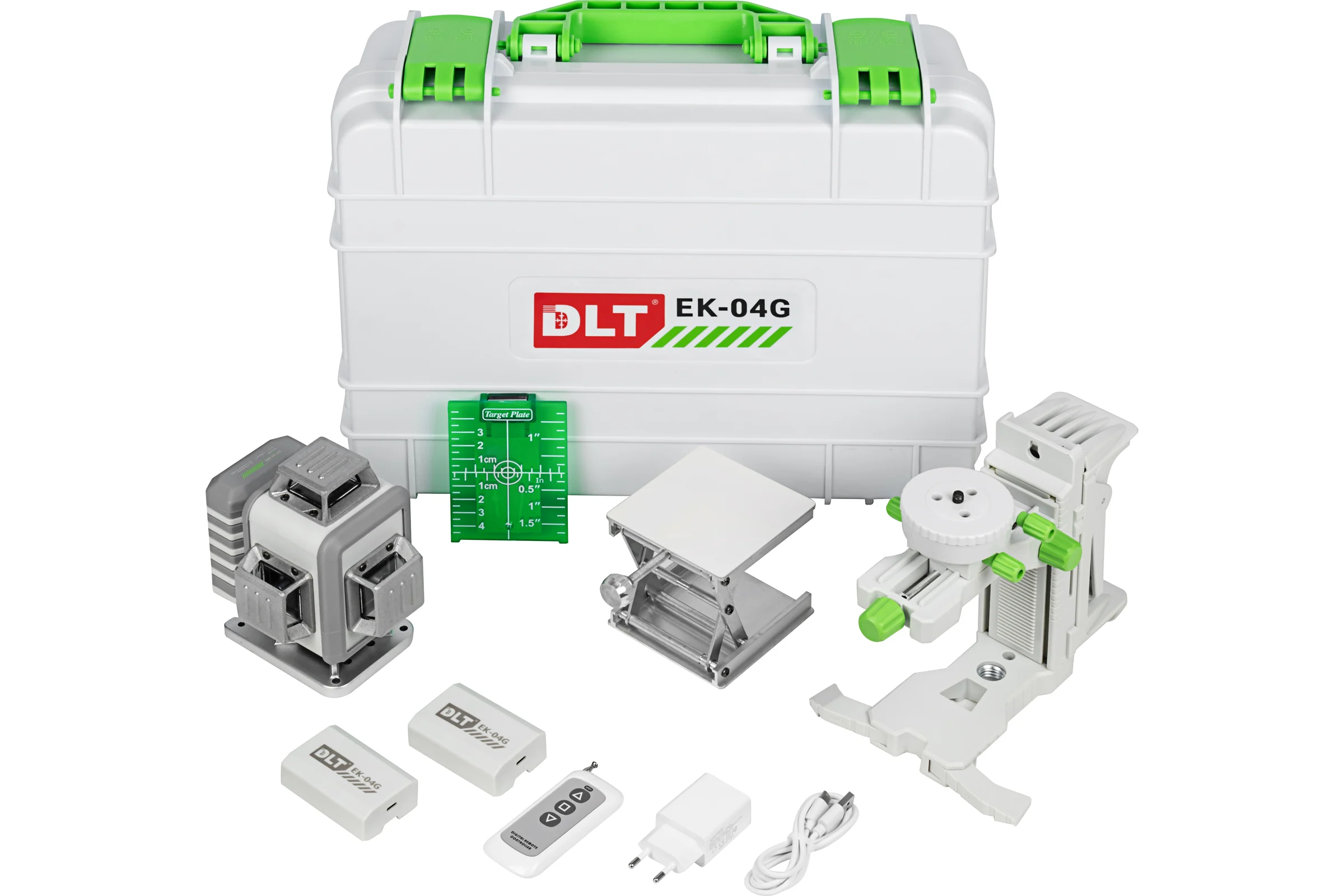 Нивелир лазерный DLT 4D EK-04G, 4 замк.плоск. (16 линий), дальность 40м, 4502