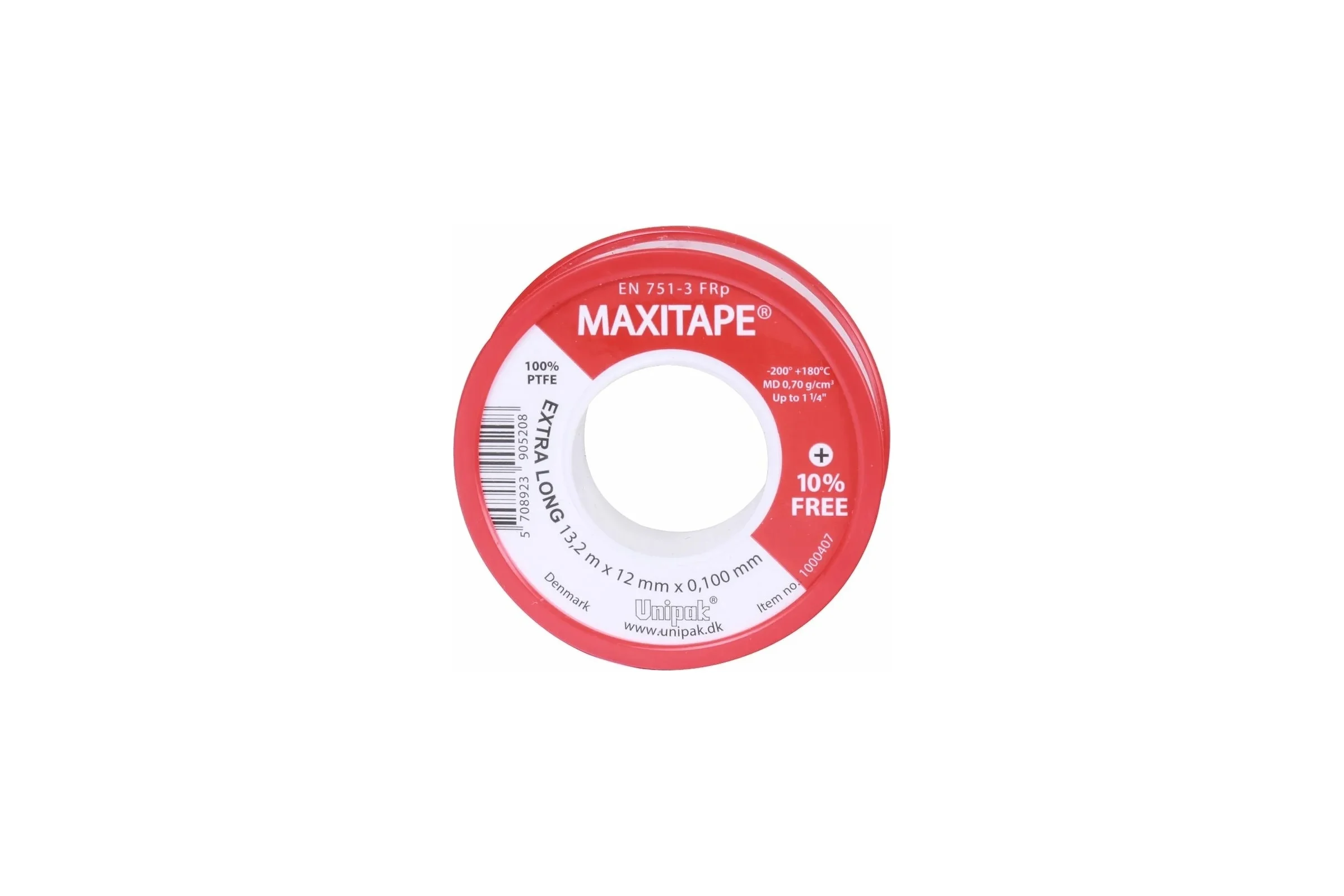 Лента Unipak MAXITAPE 13,2 м х 12 мм х 0,1 мм, MD 0,7 г/см3, красн. 1000407