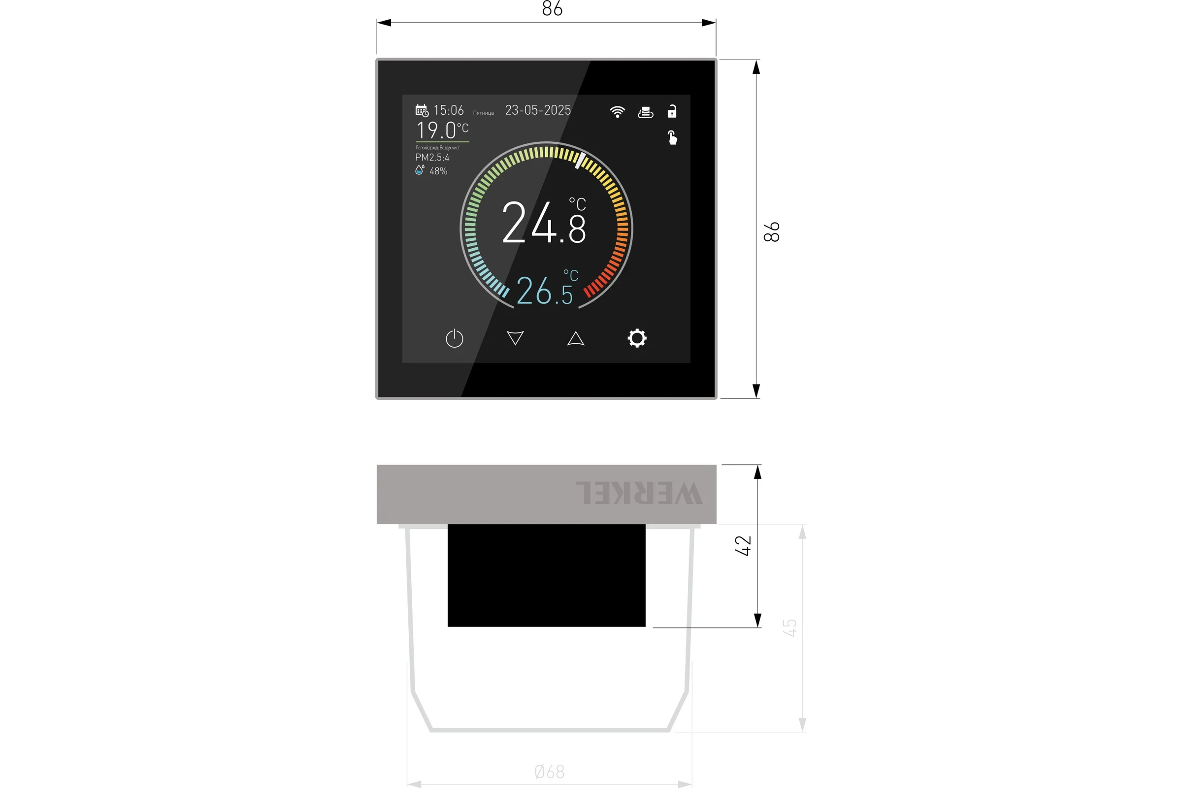 Умный сенсорный терморегулятор Werkel с LCD дисплеем W1851104 дымчатый a071605