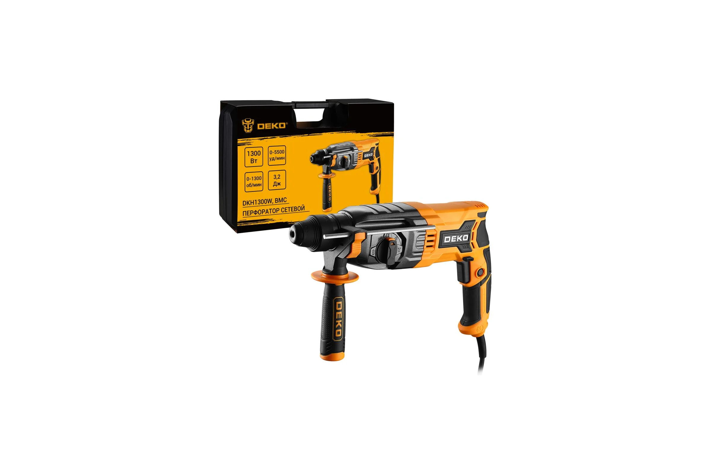 Перфоратор сетевой DEKO DKH1300W в кейсе, 1300Вт 083-1062