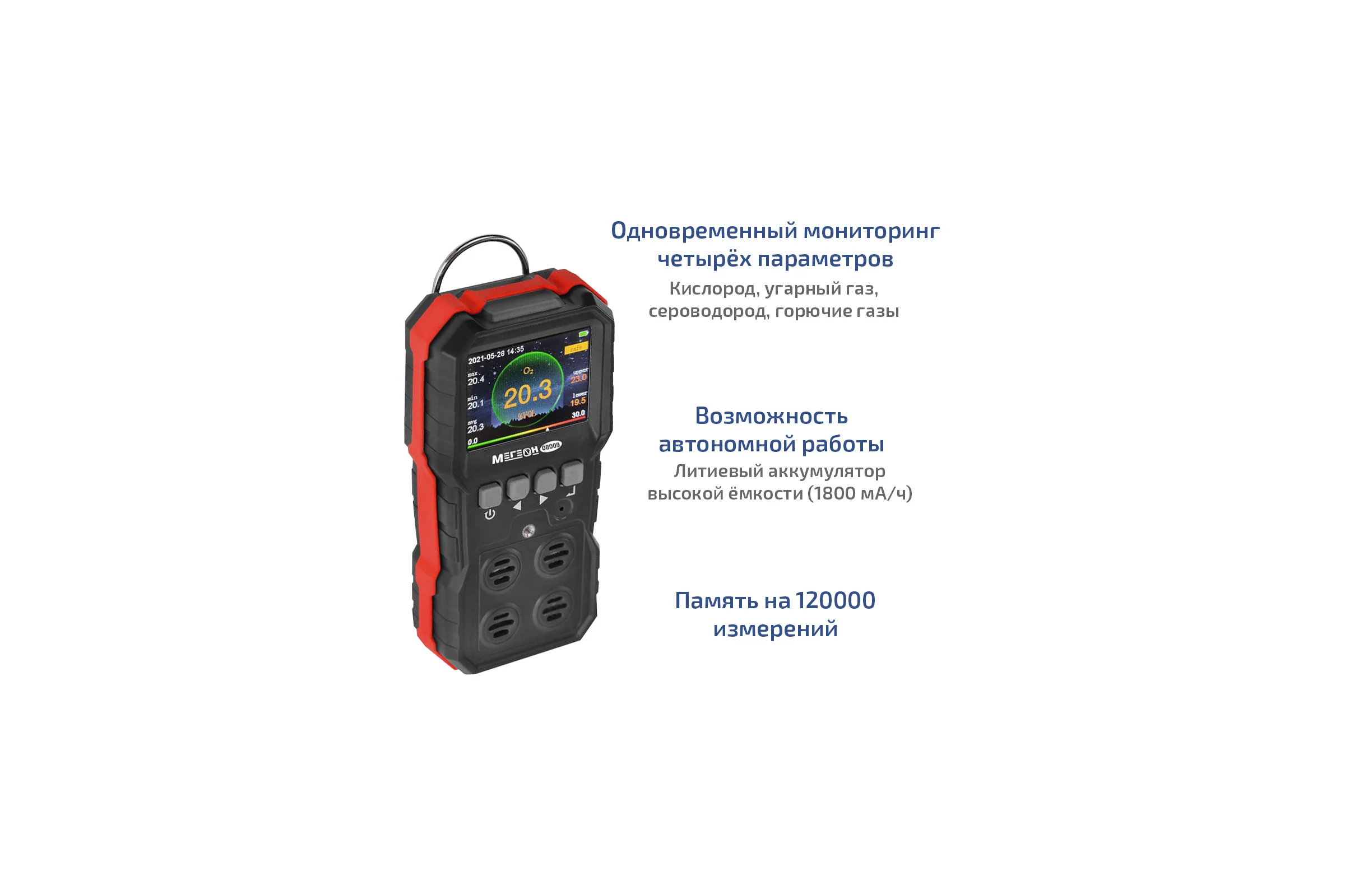 Газоанализатор (комбинированный измеритель 4 в 1) МЕГЕОН 08009 к0000034419