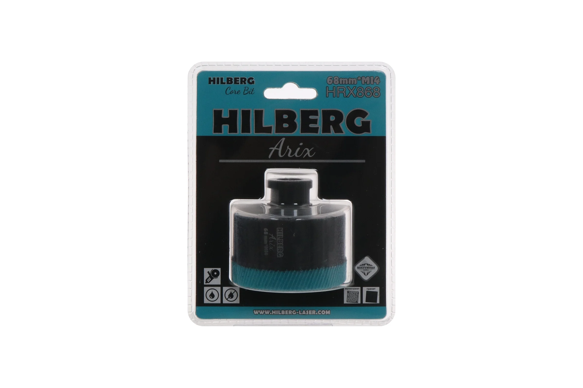 Коронка алмазная Hilberg по керамограниту 68 мм Arix M14 HRX868