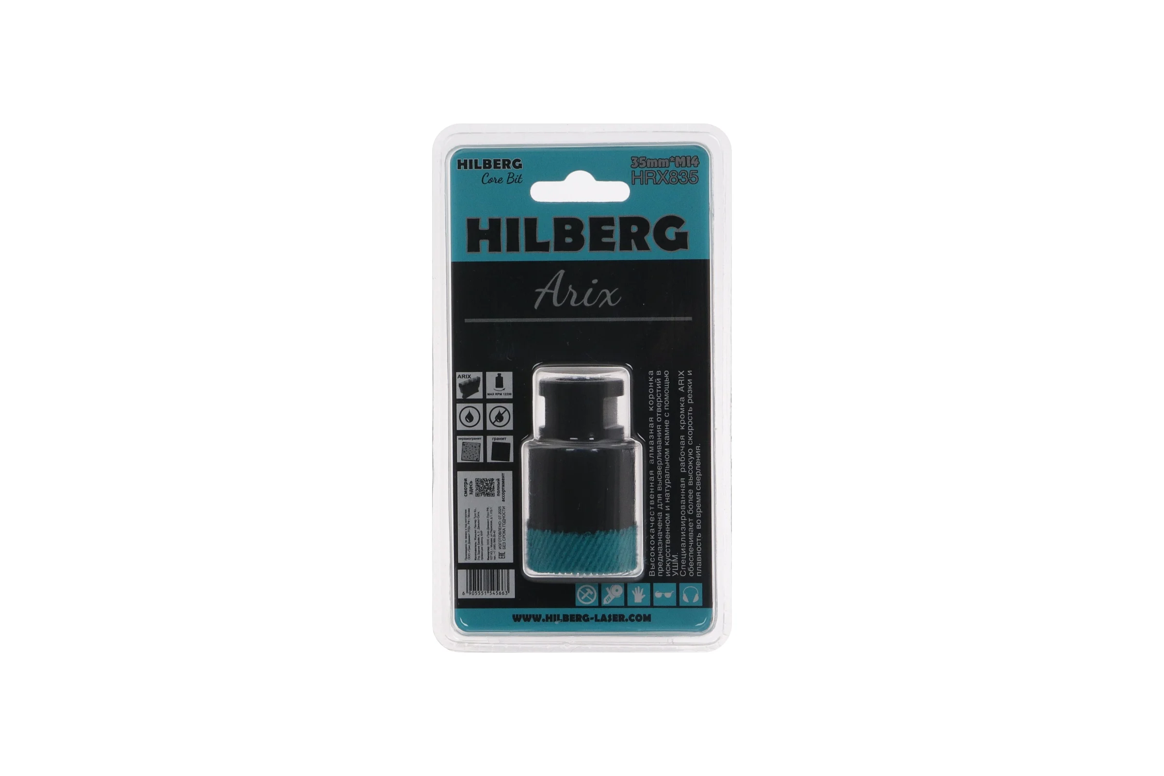 Коронка алмазная Hilberg по керамограниту 35 мм Arix M14 HRX835