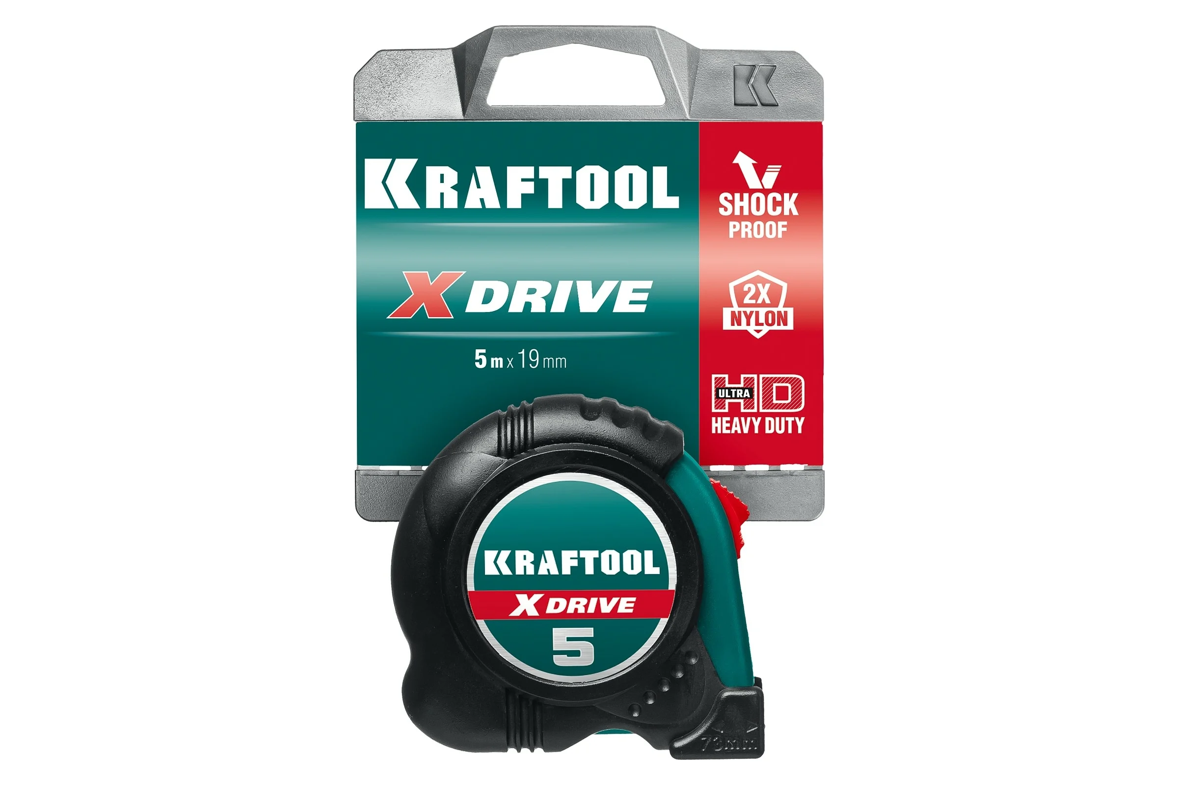 Рулетка KRAFTOOL X-Drive 5м/19мм  с ударостойким обрезиненным корпусом 34122-05-19_z02