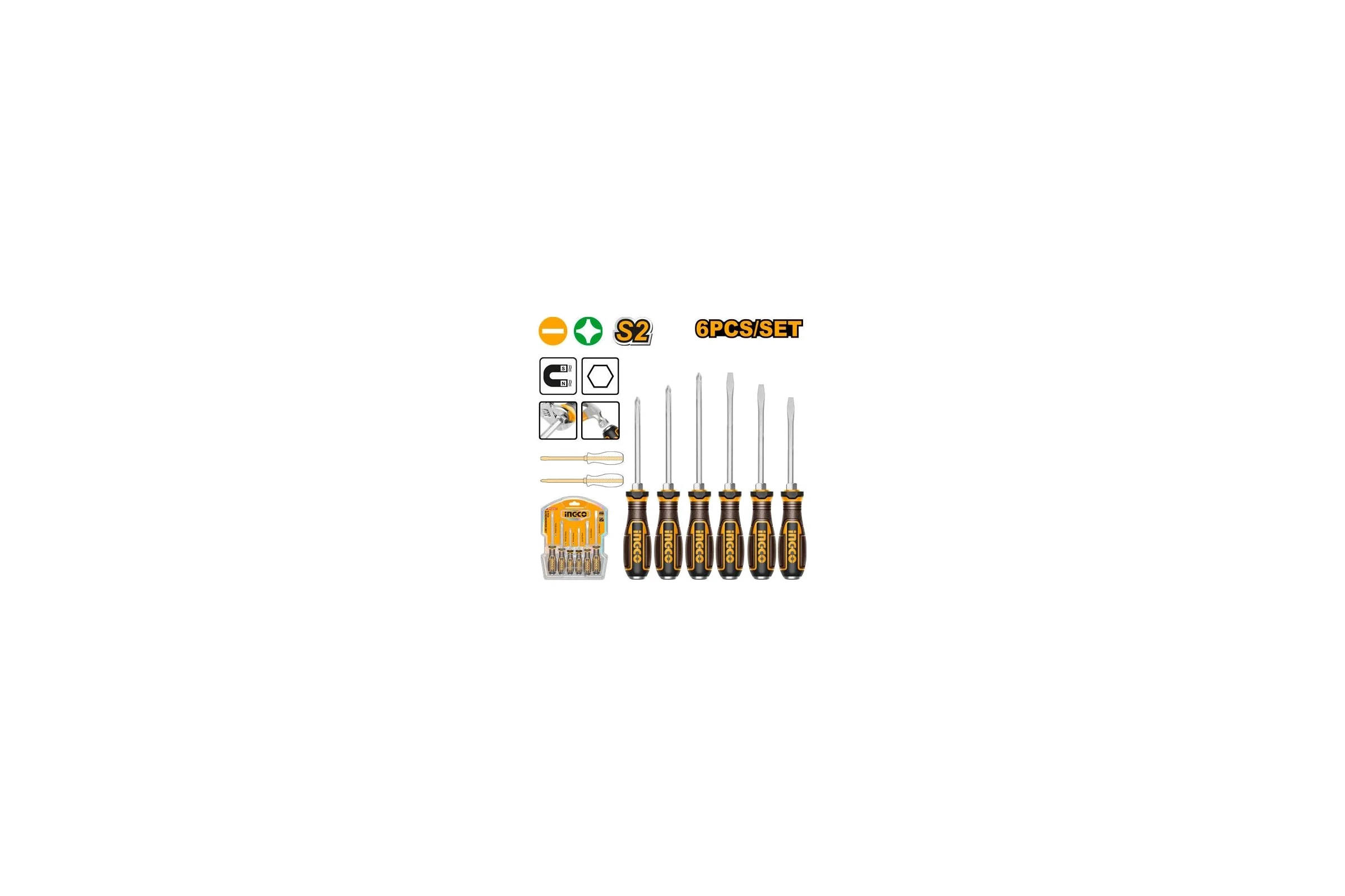Набор ударных отверток INDUSTRIAL INGCO 6 шт HGTST0608