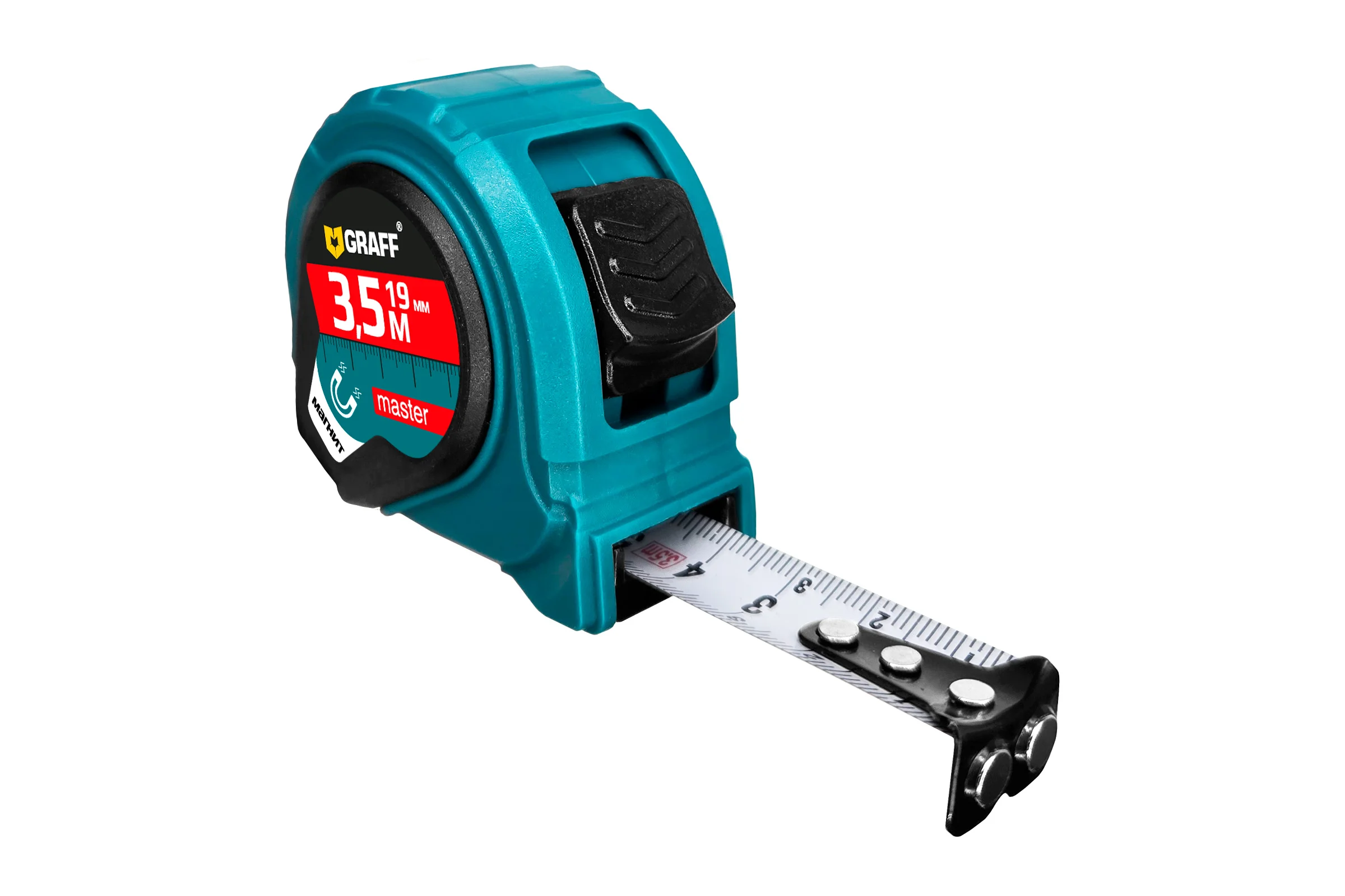 Рулетка измерительная с магнитом GRAFF 3,5м х 19мм Master 2514002