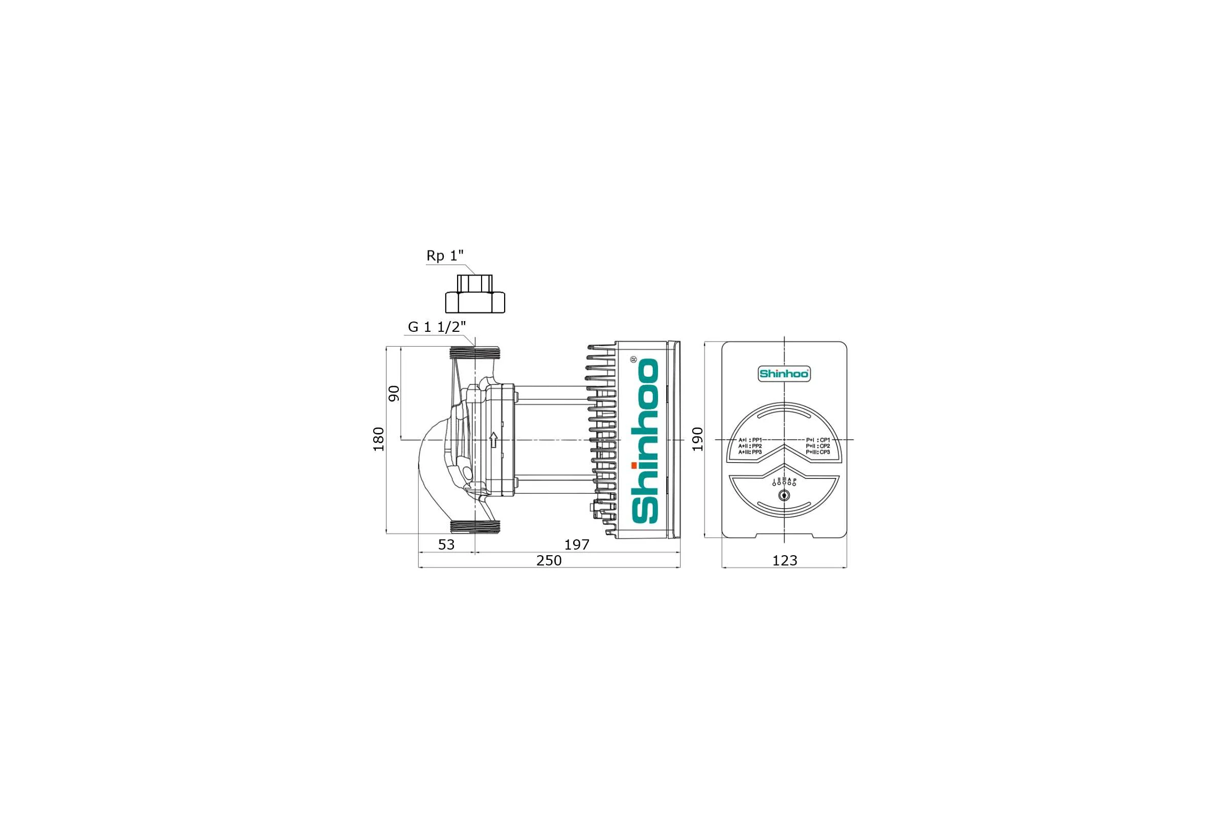 Насос циркуляционный SHINHOO MEGA+ 25-12 230V /96/ 71121011