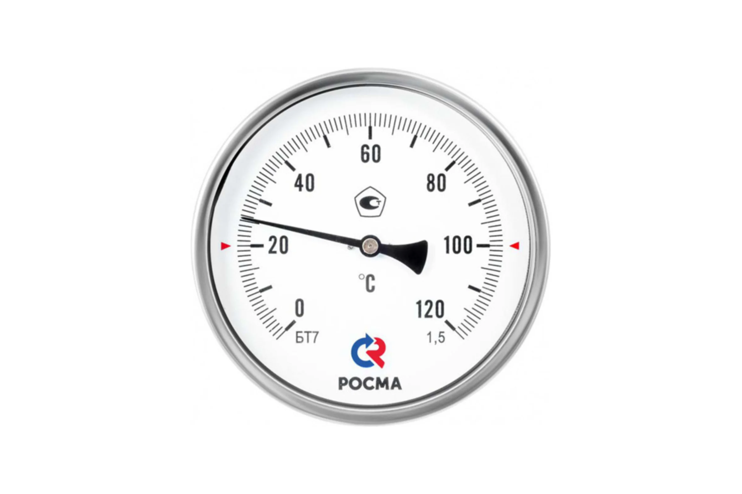 Термометр РОСМА БТ-41.211 до 100C L=46 G1/2 1.5 биметаллический 80мм, радиальный, гильза латунь D070-08237