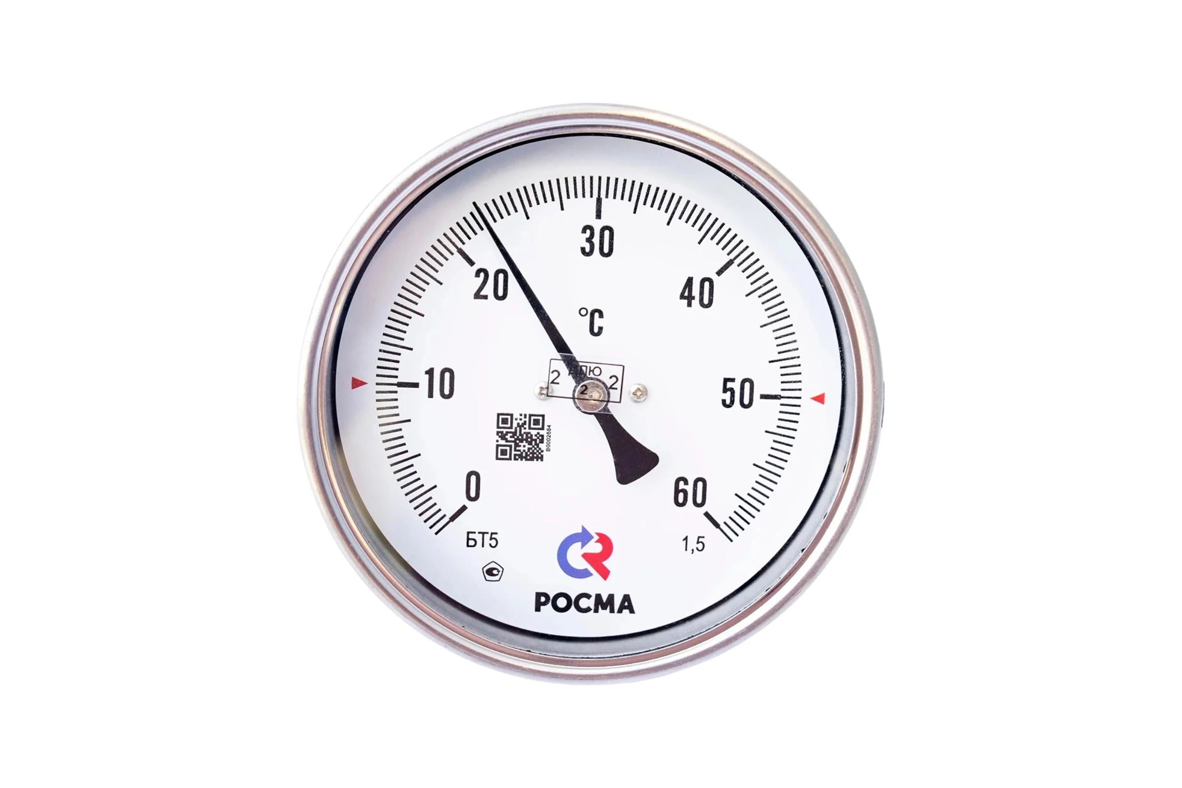 Термометр РОСМА БТ-51.211 осевой (0-60C) 1.5, L=150мм, с латунной гильзой, биметаллический D070-02099