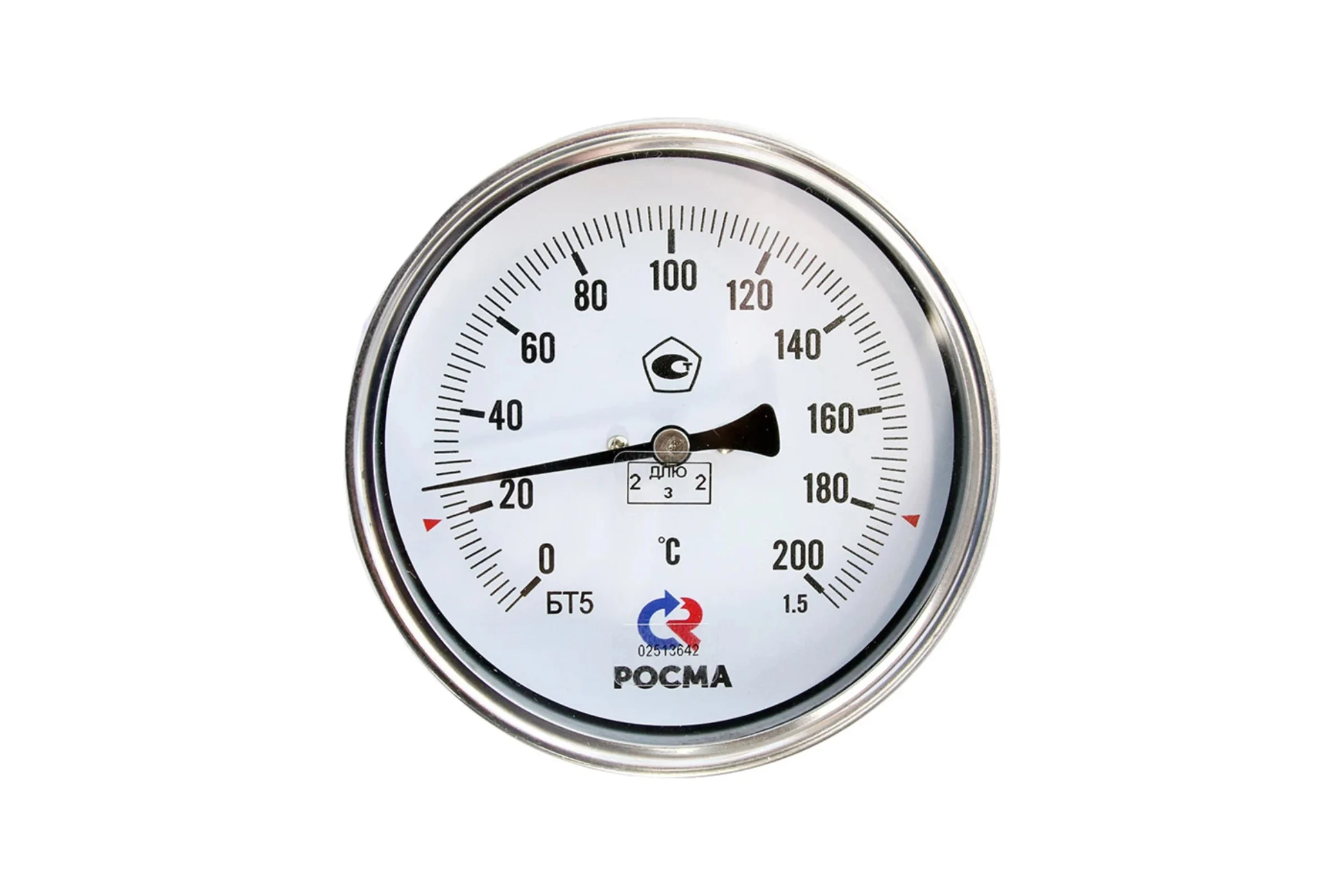 Термометр РОСМА БТ-51.211 осевой (0-200C) 1.5, L=150мм, с латунной гильзой, биметаллический D070-02144