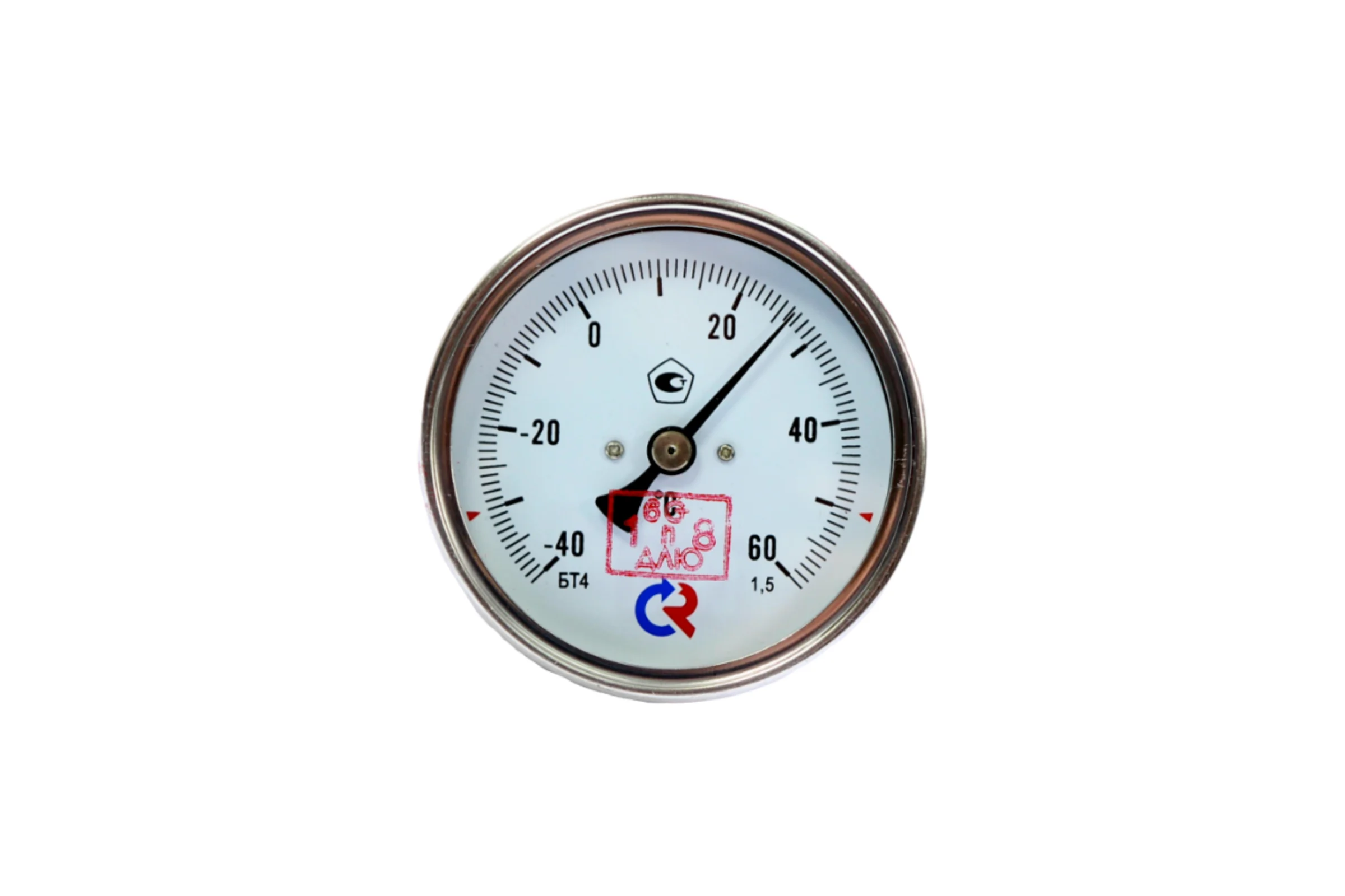 Термометр РОСМА БТ-41.211 осевой (-40-60C) 1.5, L=100мм, с латунной гильзой, биметаллический D070-00591