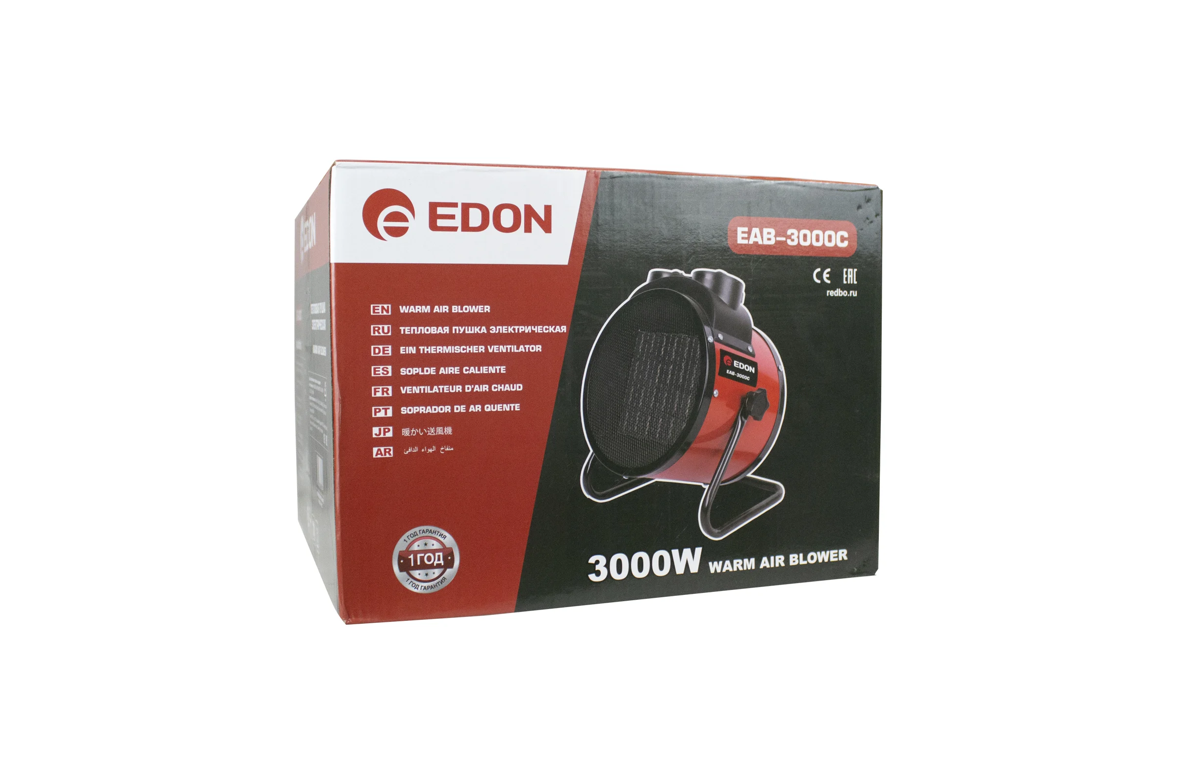 Тепловая пушка электрическая EDON EAB-3000C 3000Вт; 249м3/ч; 13А; 16А; 40м2) 40600
