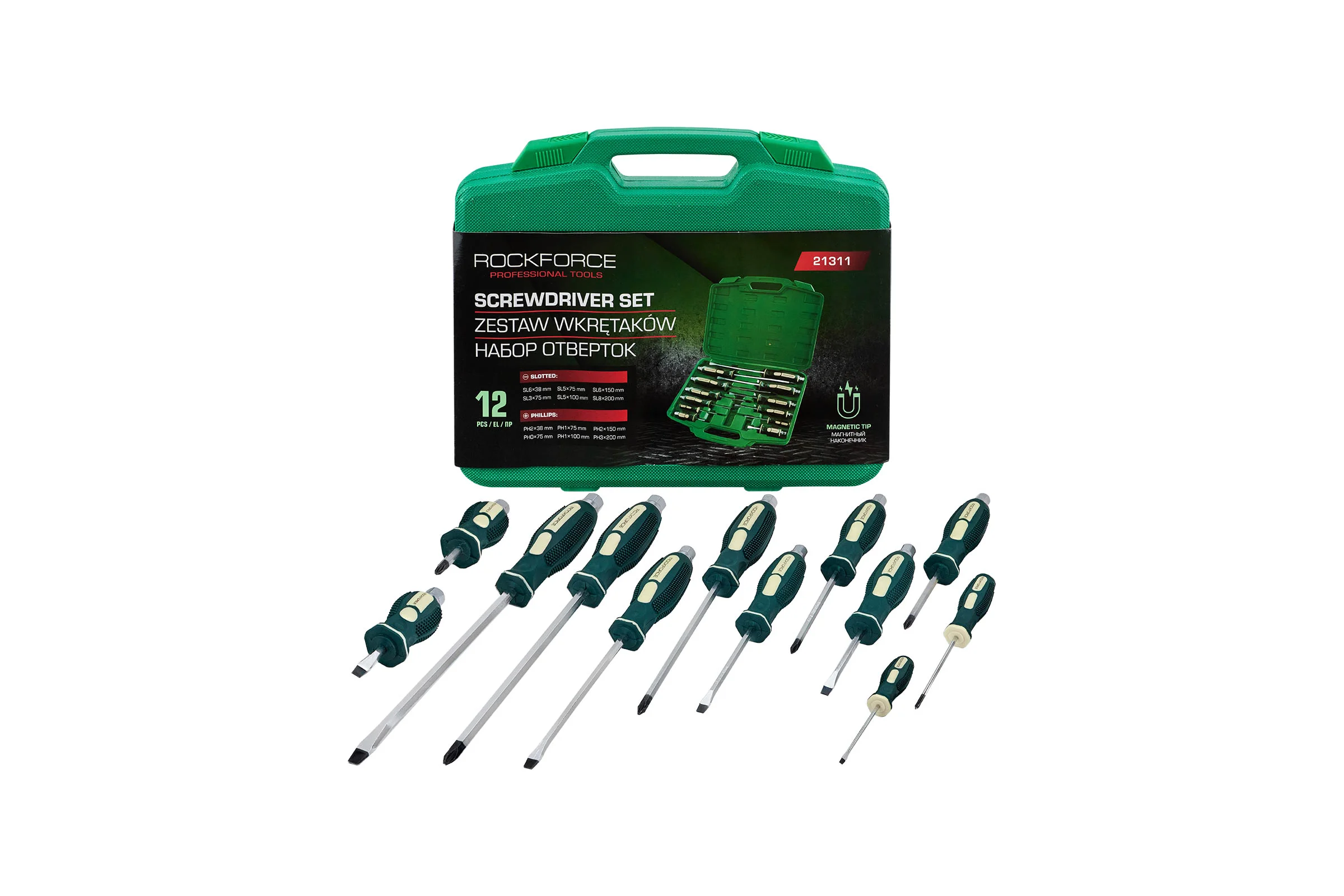 Отвертки ударные Rockforce набор 12 предметов RF-21311(65935)